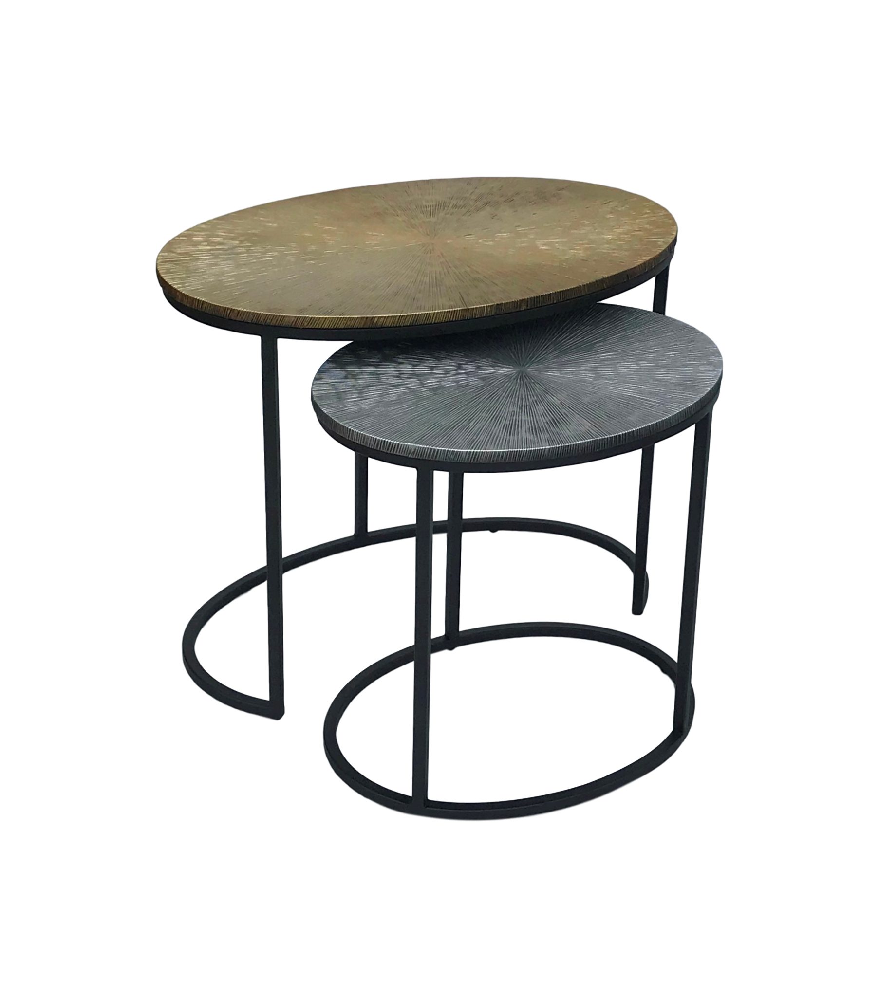 Couchtisch Fletcher Oval - 55/40cm - Aluminium/Eisen - Silber/Gold/Grau
