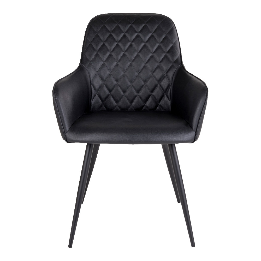 Harbo Dining Chair - Stuhl aus schwarzem PU mit schwarzen Beinen - 2er Set