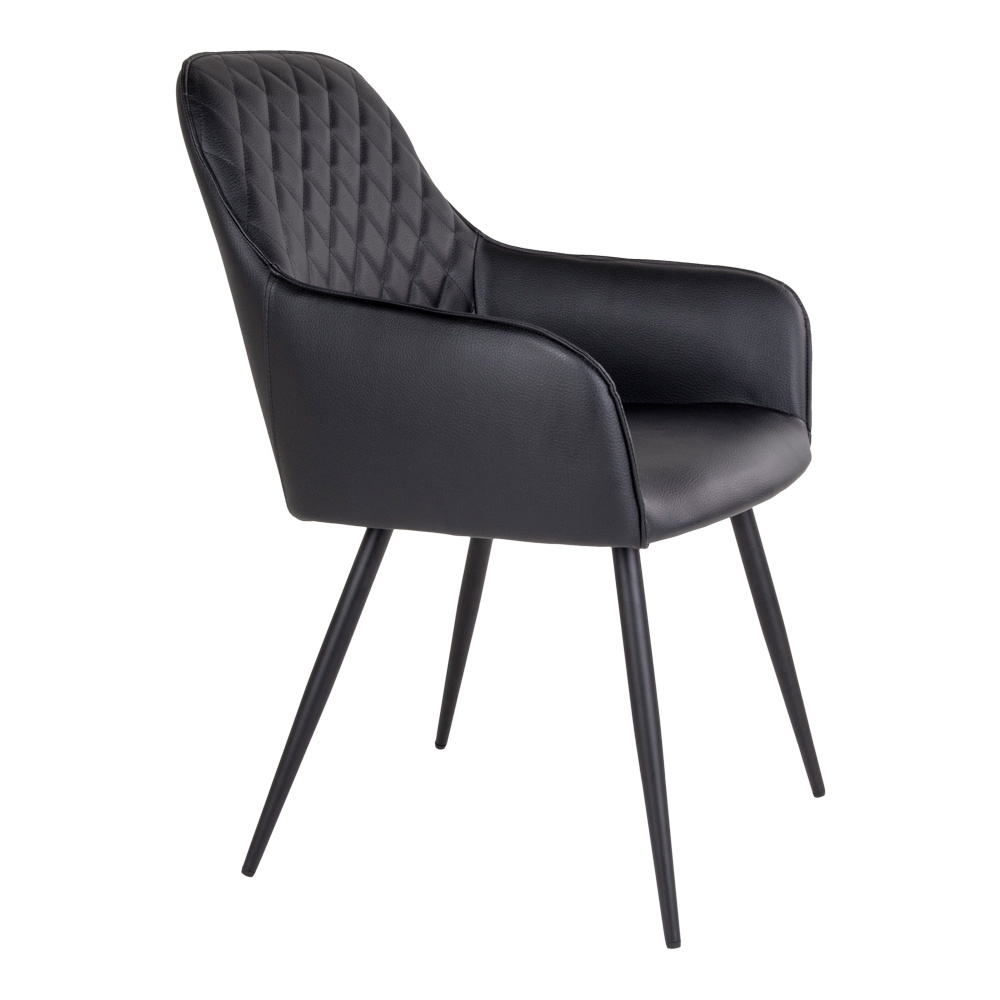Harbo Dining Chair - Stuhl aus schwarzem PU mit schwarzen Beinen - 2er Set