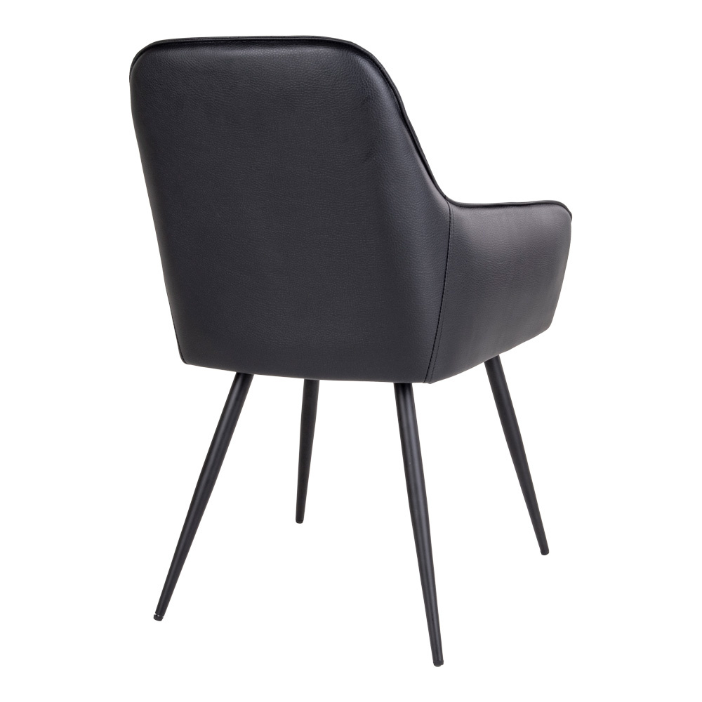 Harbo Dining Chair - Stuhl aus schwarzem PU mit schwarzen Beinen - 2er Set
