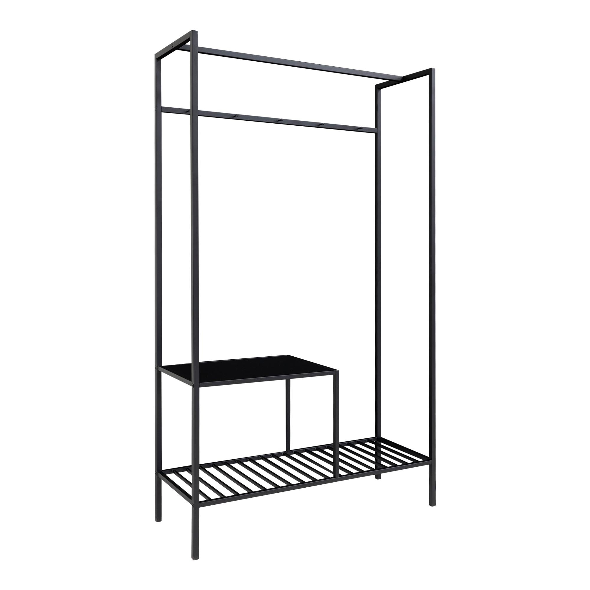 Vita Kledingkast - Kledingkast in zwart frame met twee zwarte planken