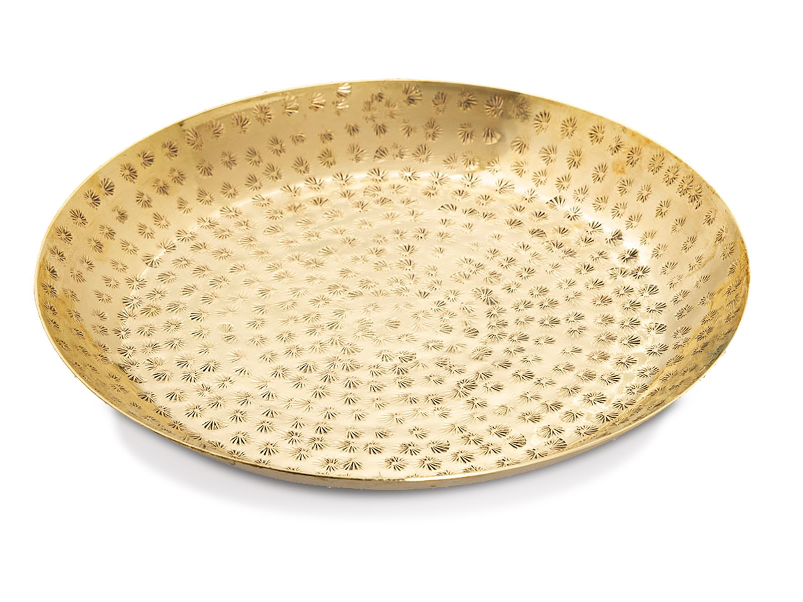 Parya Home - Dekoratives Tablett ø 28 cm rundes Serviertablett - Gold - Metall