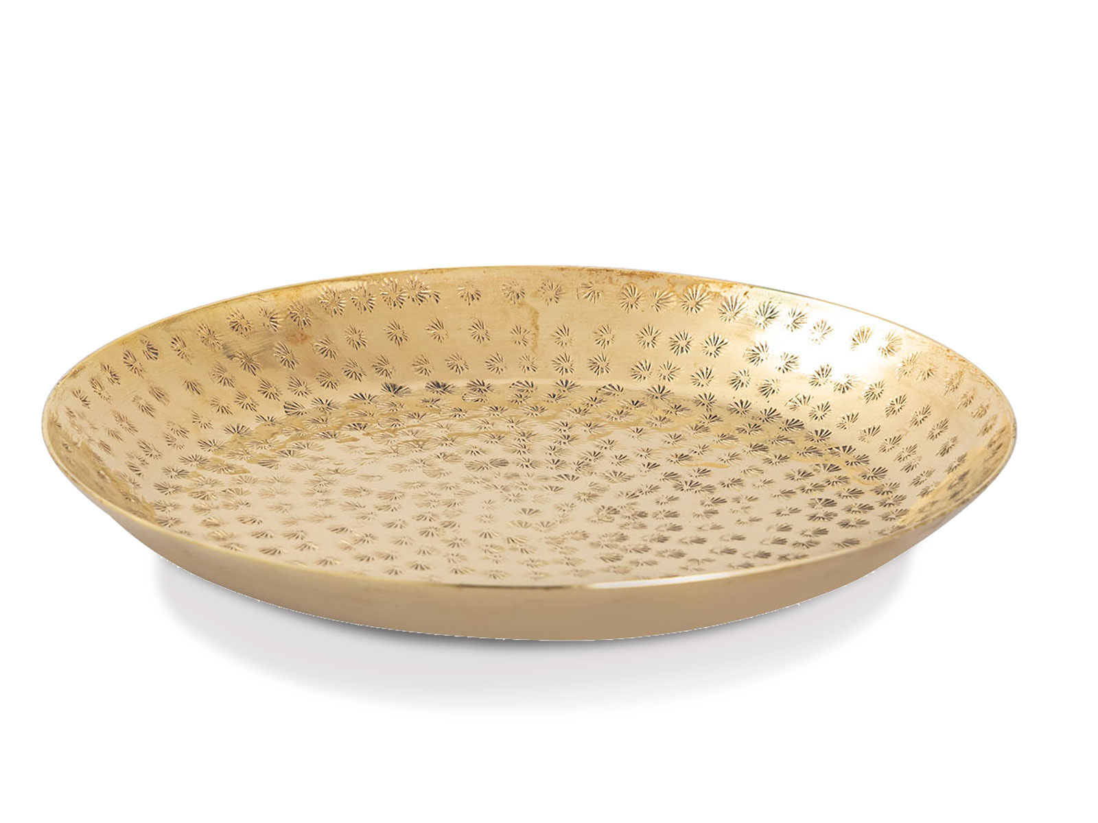 Parya Home - Dekoratives Tablett ø 28 cm rundes Serviertablett - Gold - Metall