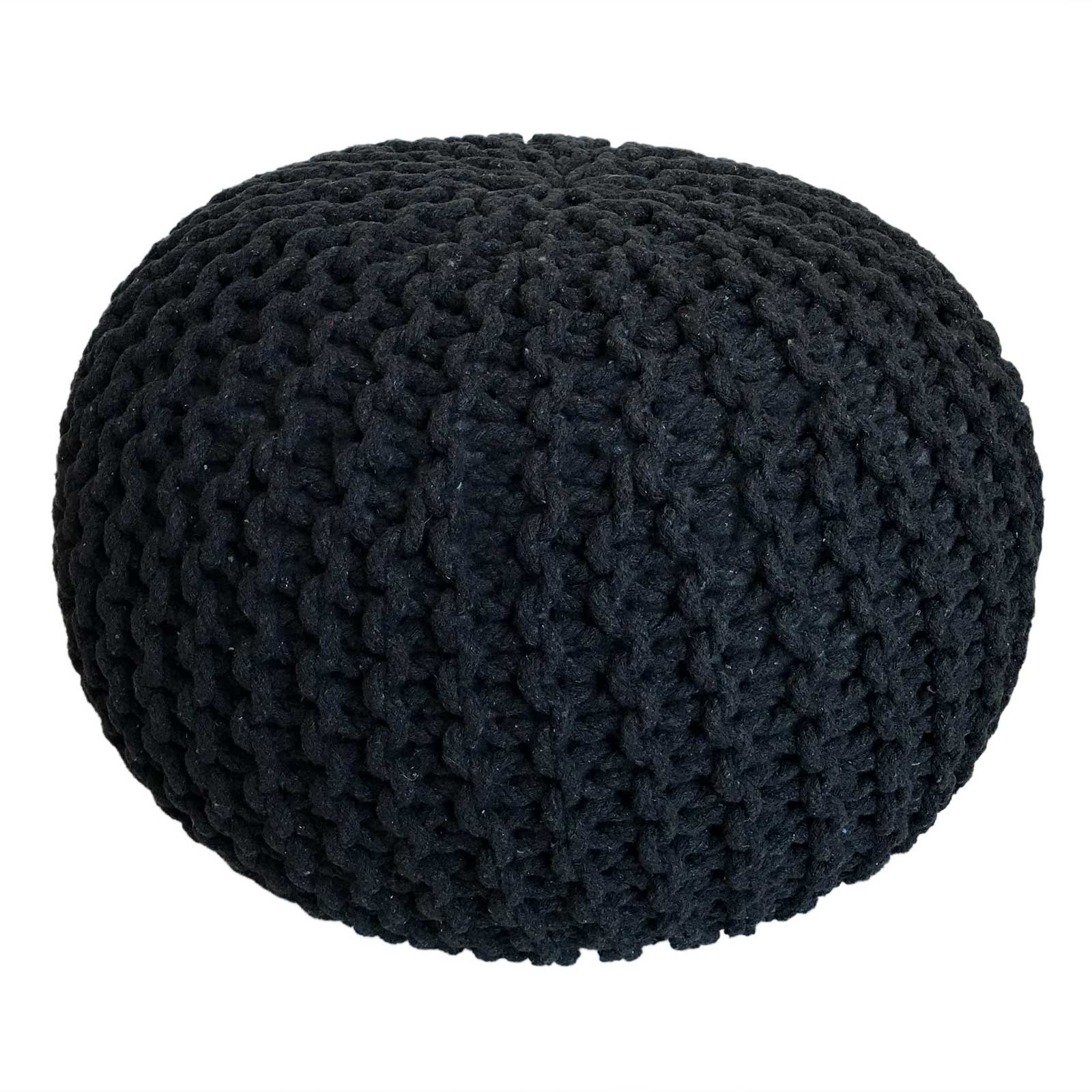 Parya Home - Poef-Kruk - Duurzaam Hoogte 37 - Ø 55 cm - Zwart - Katoen