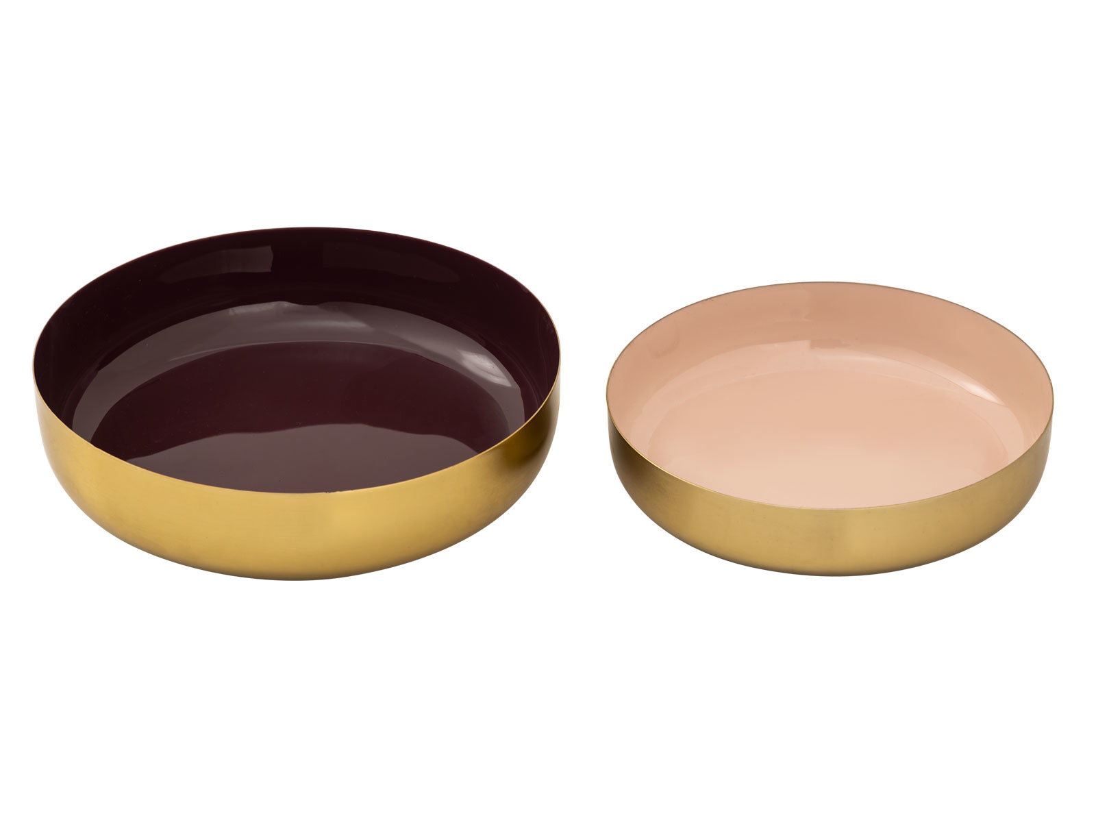 Parya Home - Dekoschale 2er Set Knabberschale rund Glam - ø 22x18 - Gold und innen emailliert - Hochwertiges Metall