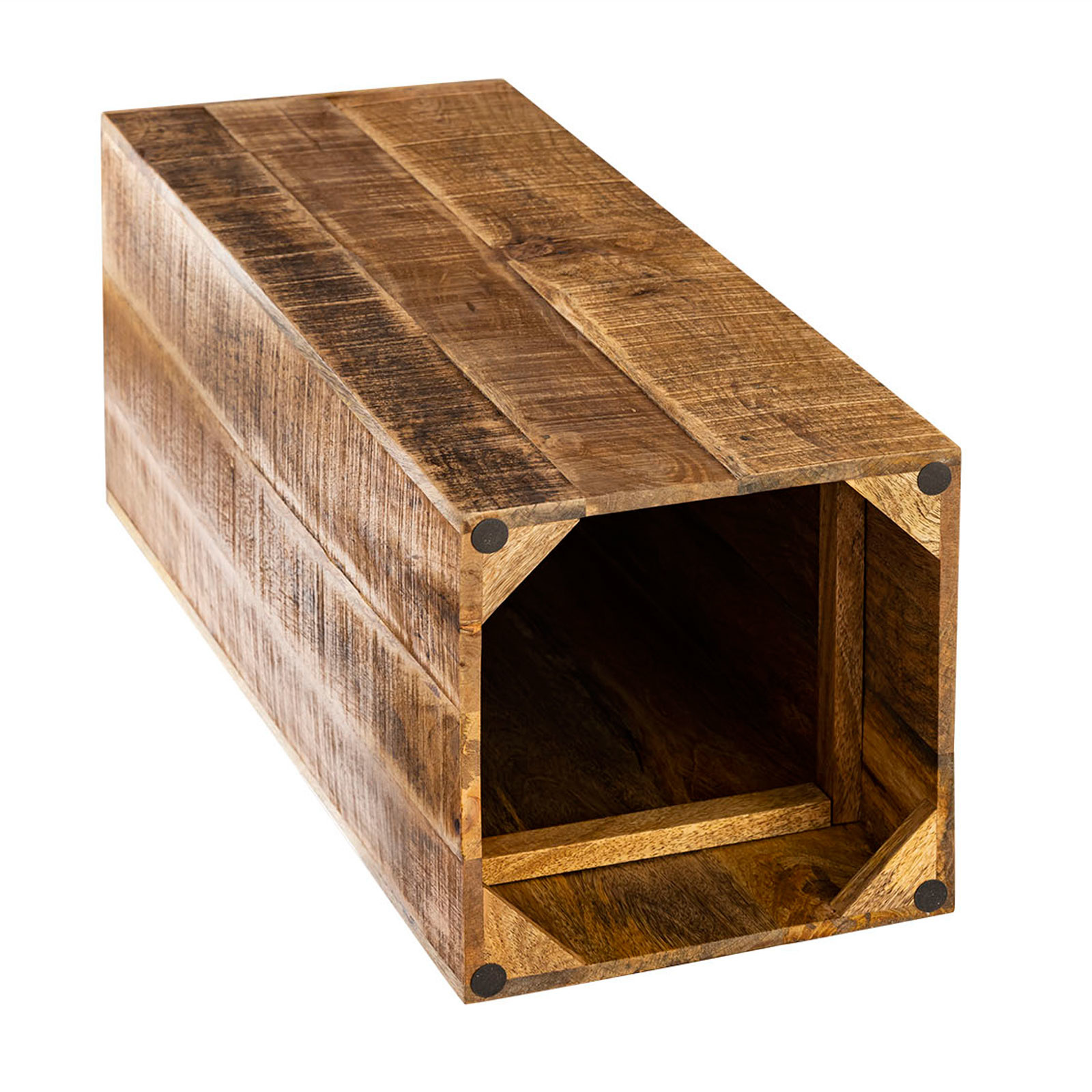 Parya Home -Flower Column Hocker Quadratischer Pflanzenständer Beistelltisch - 27 x 27x 70-75 cm - Braun - Massives Mangoholz