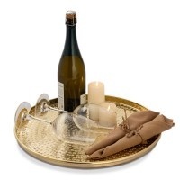 Parya Home - Dekoratives Tablett ø 40 cm rund - Gold - Metall