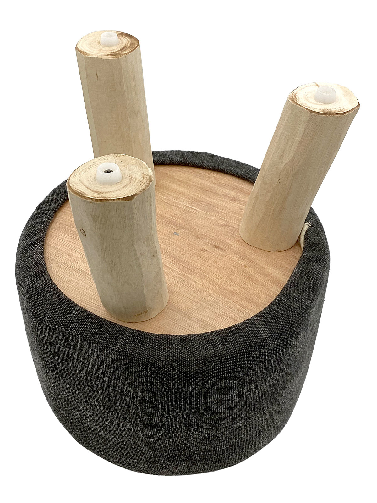 Parya Home - Pouf met Houte Poten - Ø 35x45 cm - Teakhout