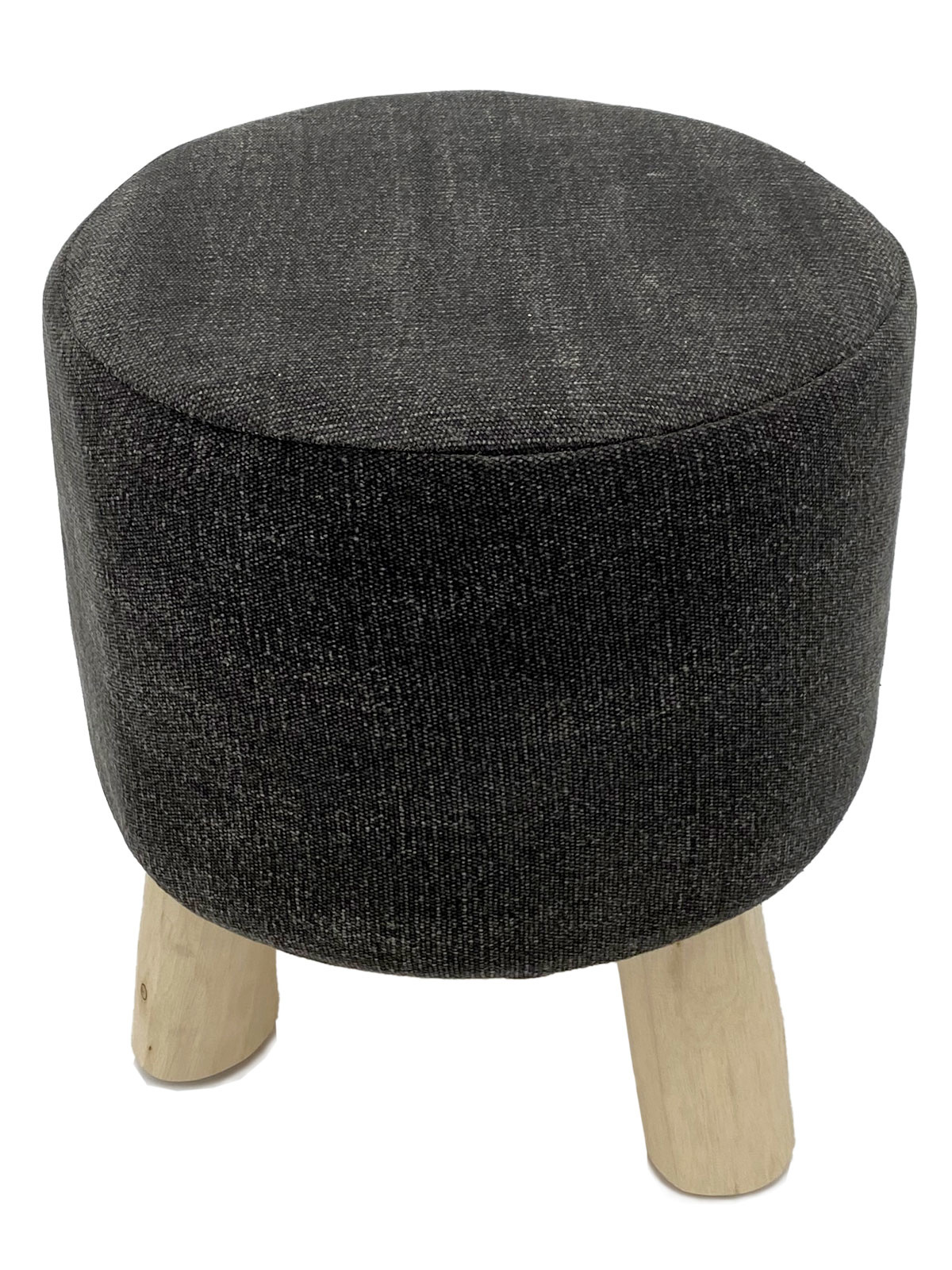Parya Home - Pouf met Houte Poten - Ø 35x45 cm - Teakhout