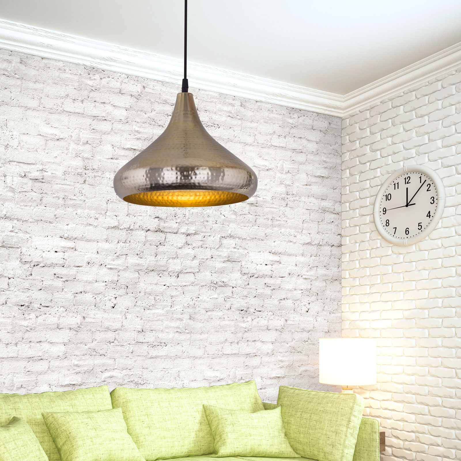 Parya Home - Hängelampe Vintage Hängelampe Esstisch Deckenlampe Tropfenform - Ø 30x28 cm - Silber - Metall