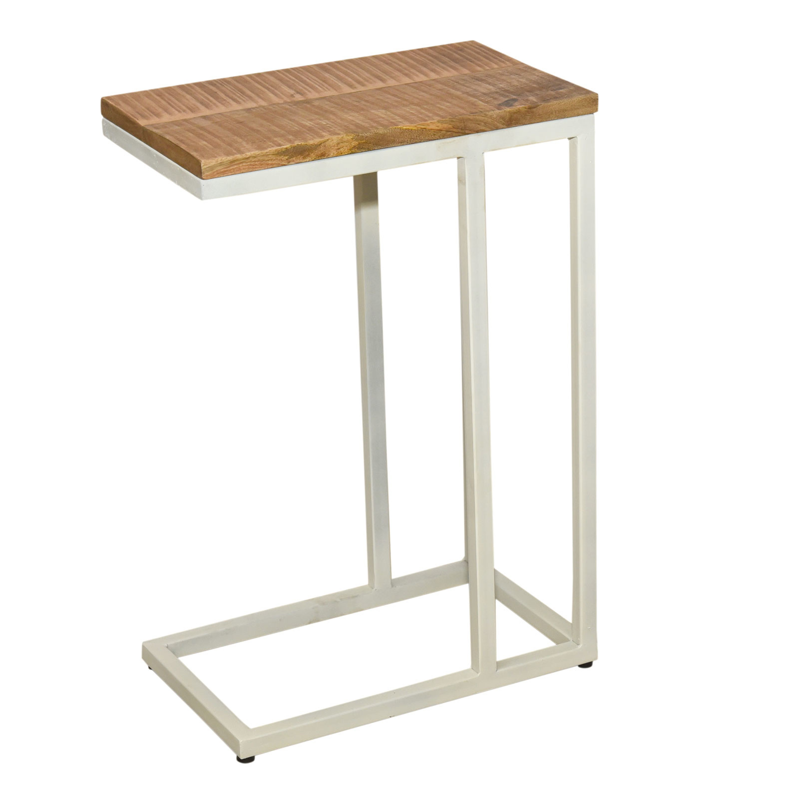 Parya Home - Beistelltisch Holz Sofatisch Laptoptisch C-Tisch Liverpool - 25x61x40 - Braun - Metallrahmen