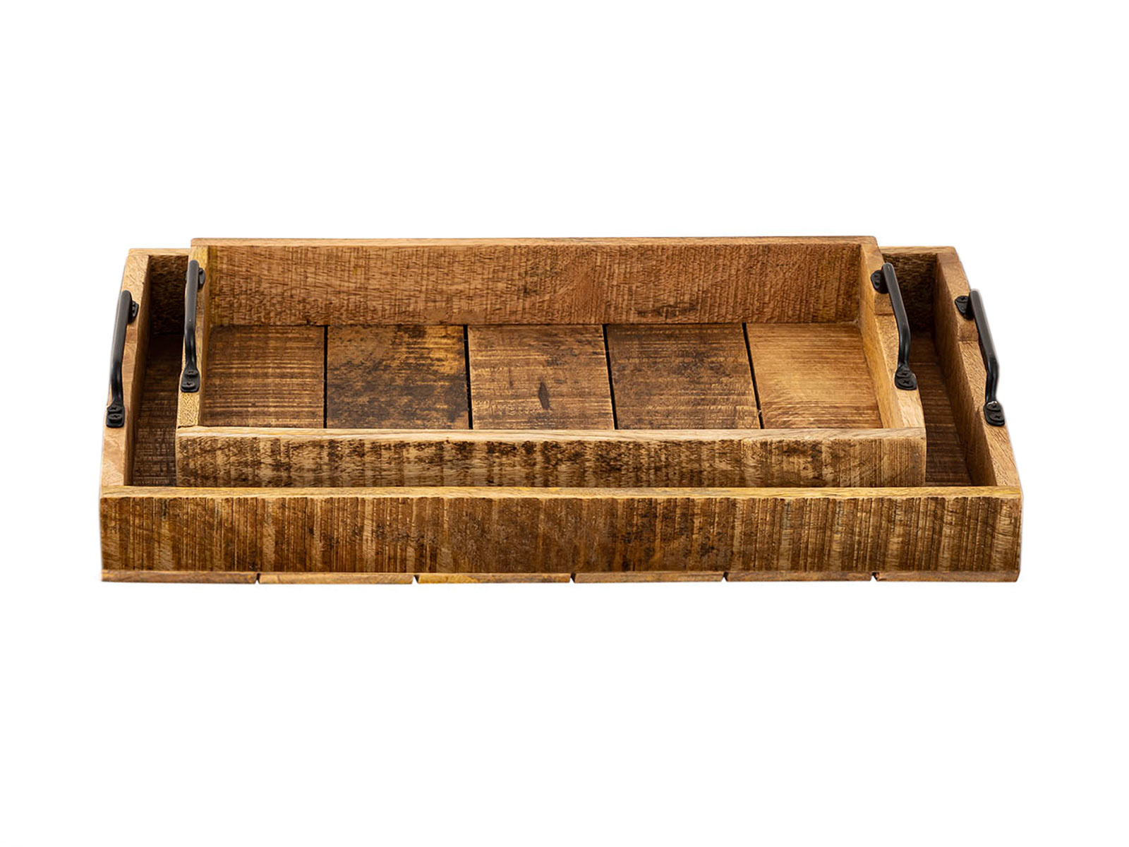 Parya Home - Houten Dienblad Decoratief Set van 2 Stuks - 46x31cm - Bruin - Mangohout