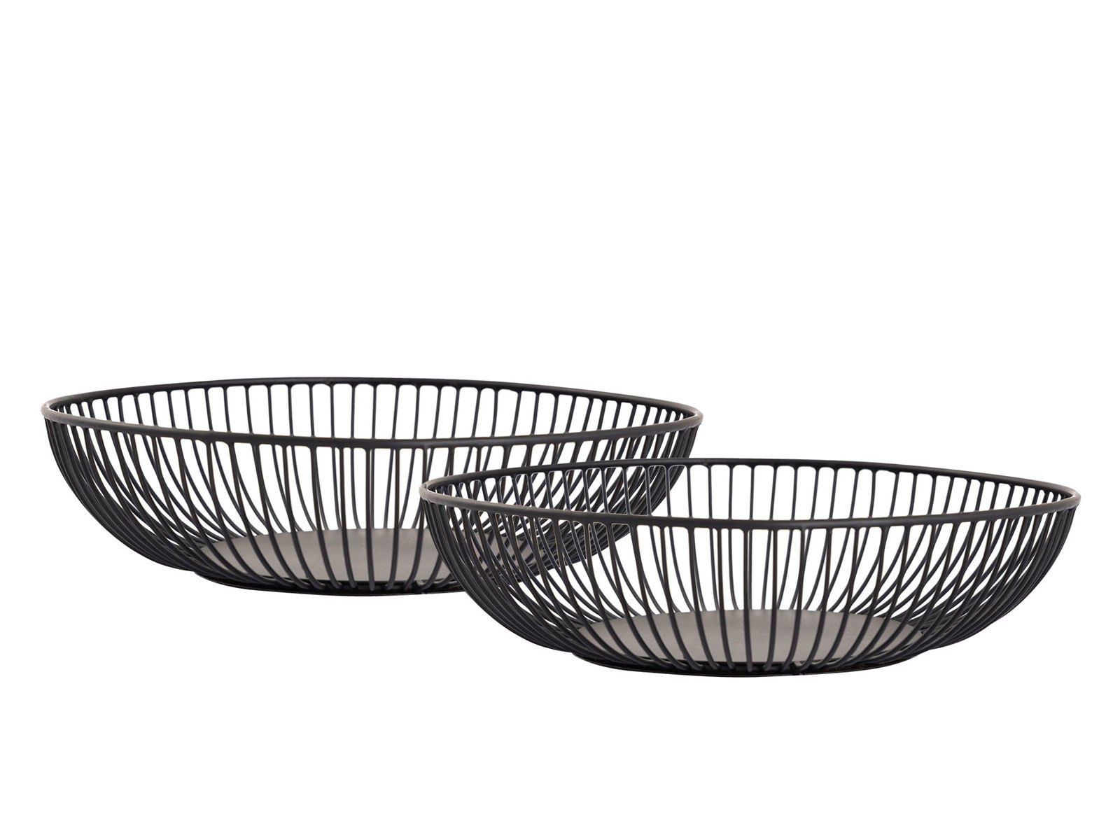 Parya Home - Brotkorb-Set 2 Stück - Obstschale -ø 28x7,5 cm - Metall - Schwarz