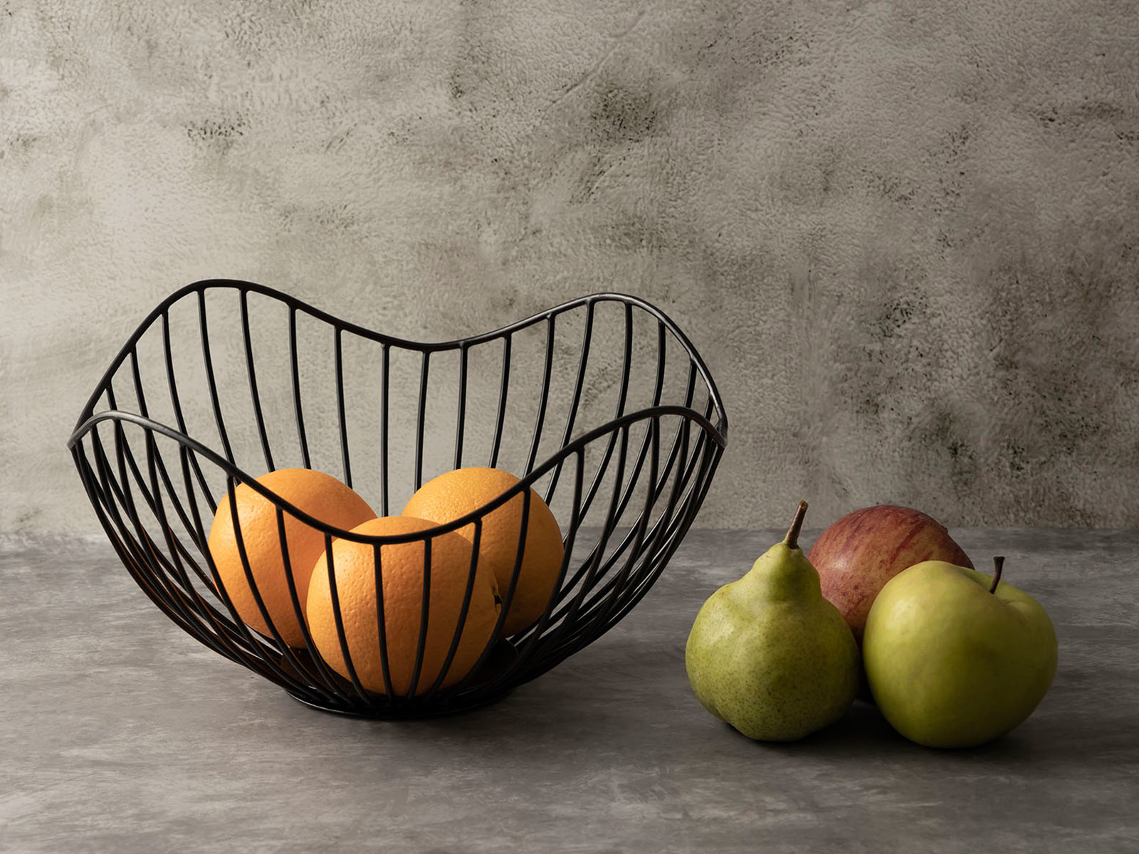 Parya Home - Obstschale Metall ø 25 H 14 cm Brotkorb Set 2 Stück Obstkorb Metall schwarz oder gold rund Wave