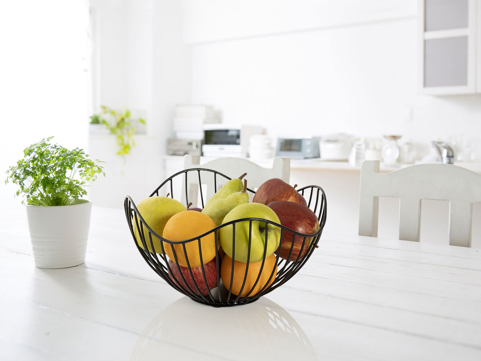 Parya Home - Obstschale Metall ø 25 H 14 cm Brotkorb Set 2 Stück Obstkorb Metall schwarz oder gold rund Wave