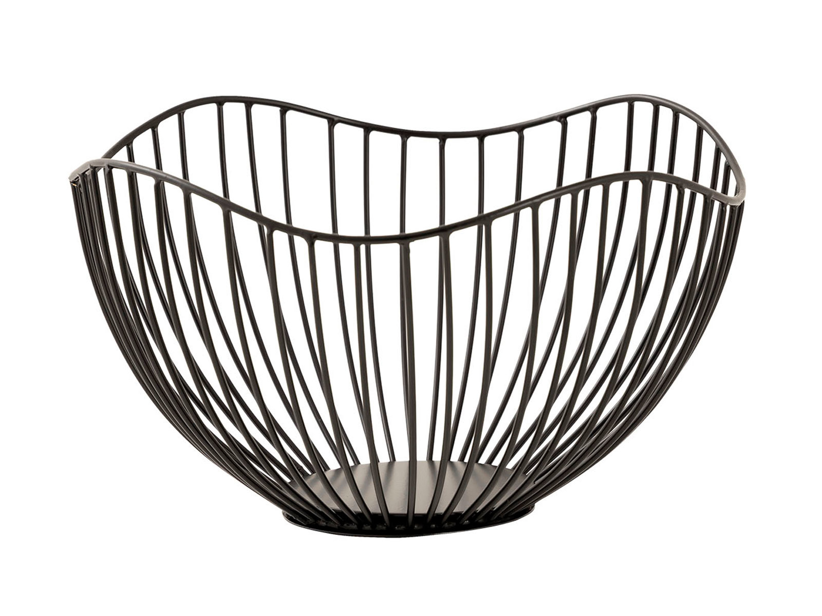 Parya Home - Obstschale Metall ø 25 H 14 cm Brotkorb Set 2 Stück Obstkorb Metall schwarz oder gold rund Wave
