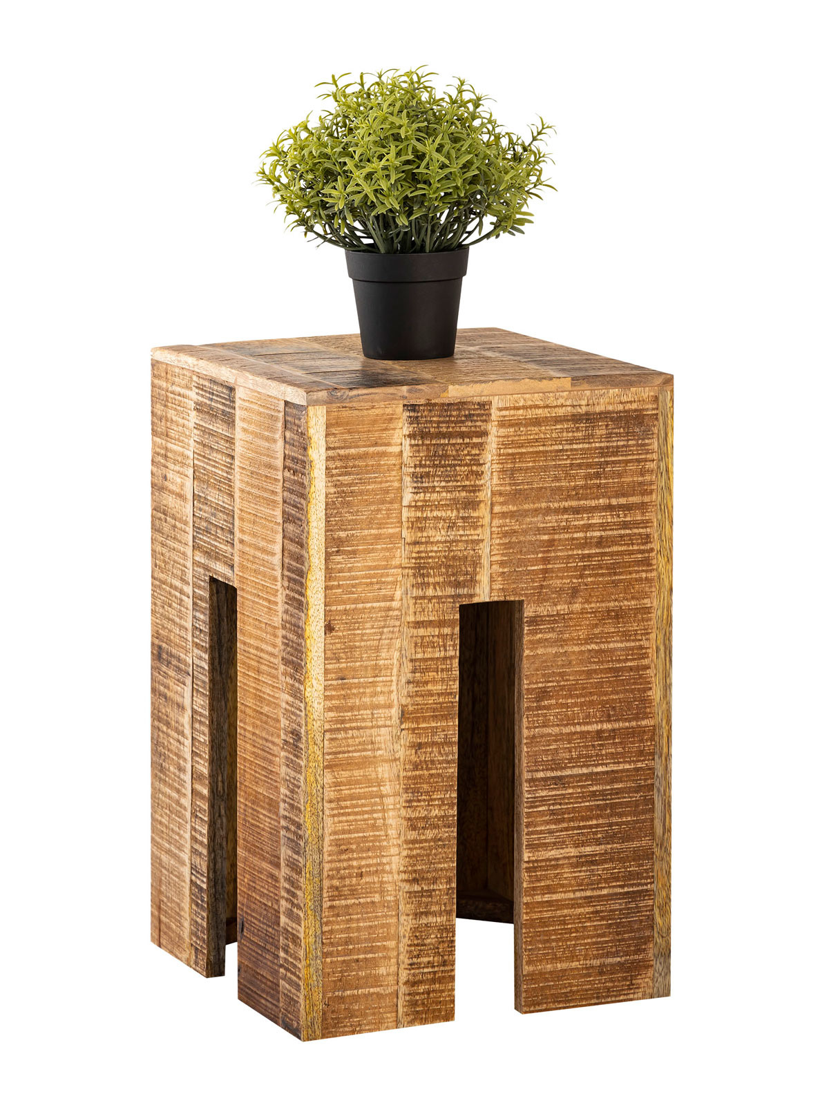 Parya Home - Vierkante kruk 28 x 45 x 28 cm bijzettafel mangohout