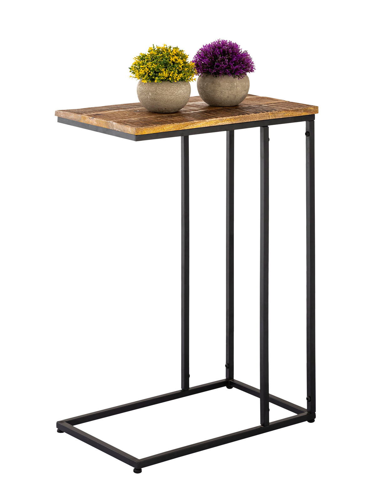 Parya Home - Side table wood - Laptop table C-table - Metal - 25x60x40cm