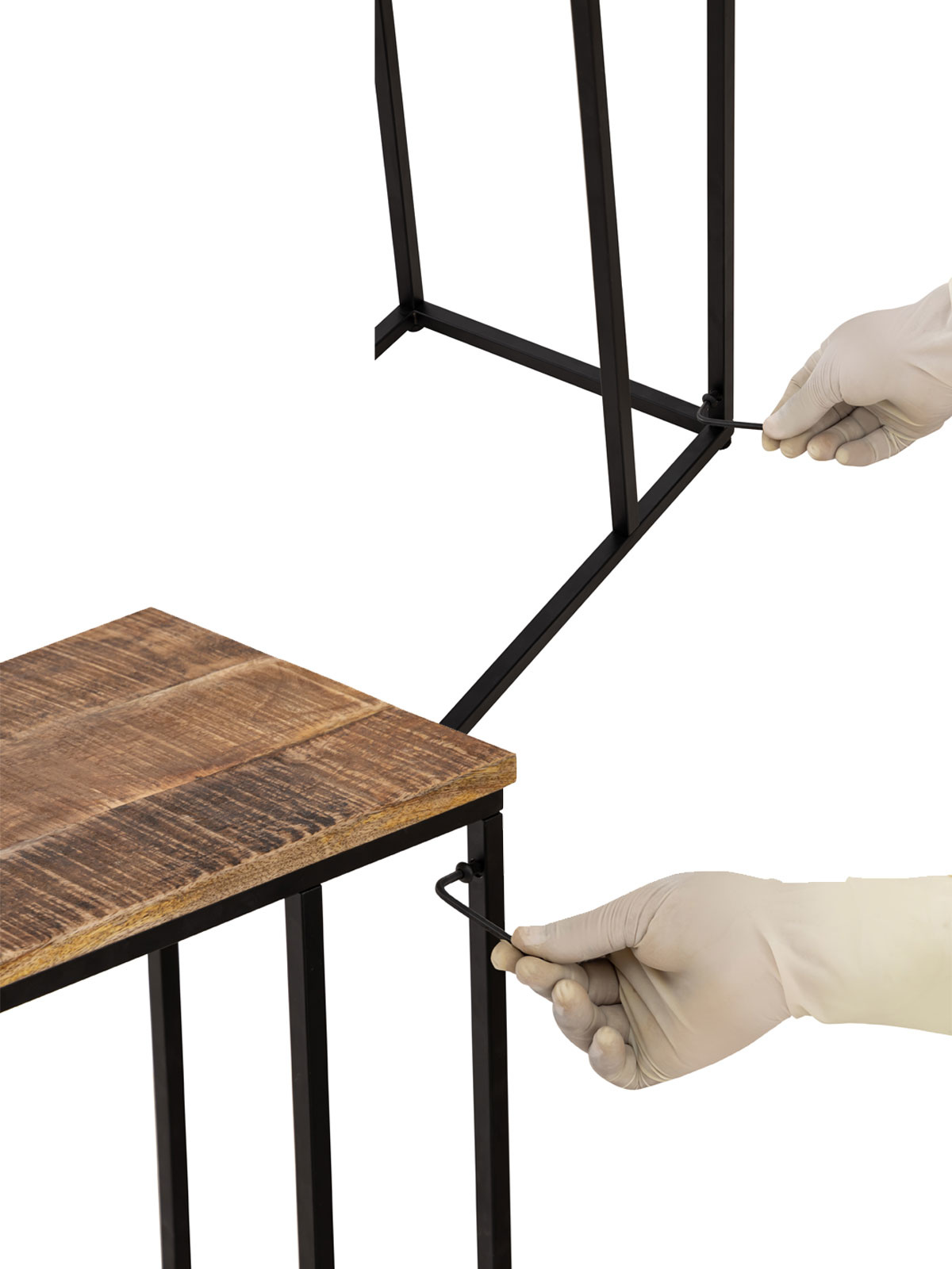 Parya Home - Side table wood - Laptop table C-table - Metal - 25x60x40cm