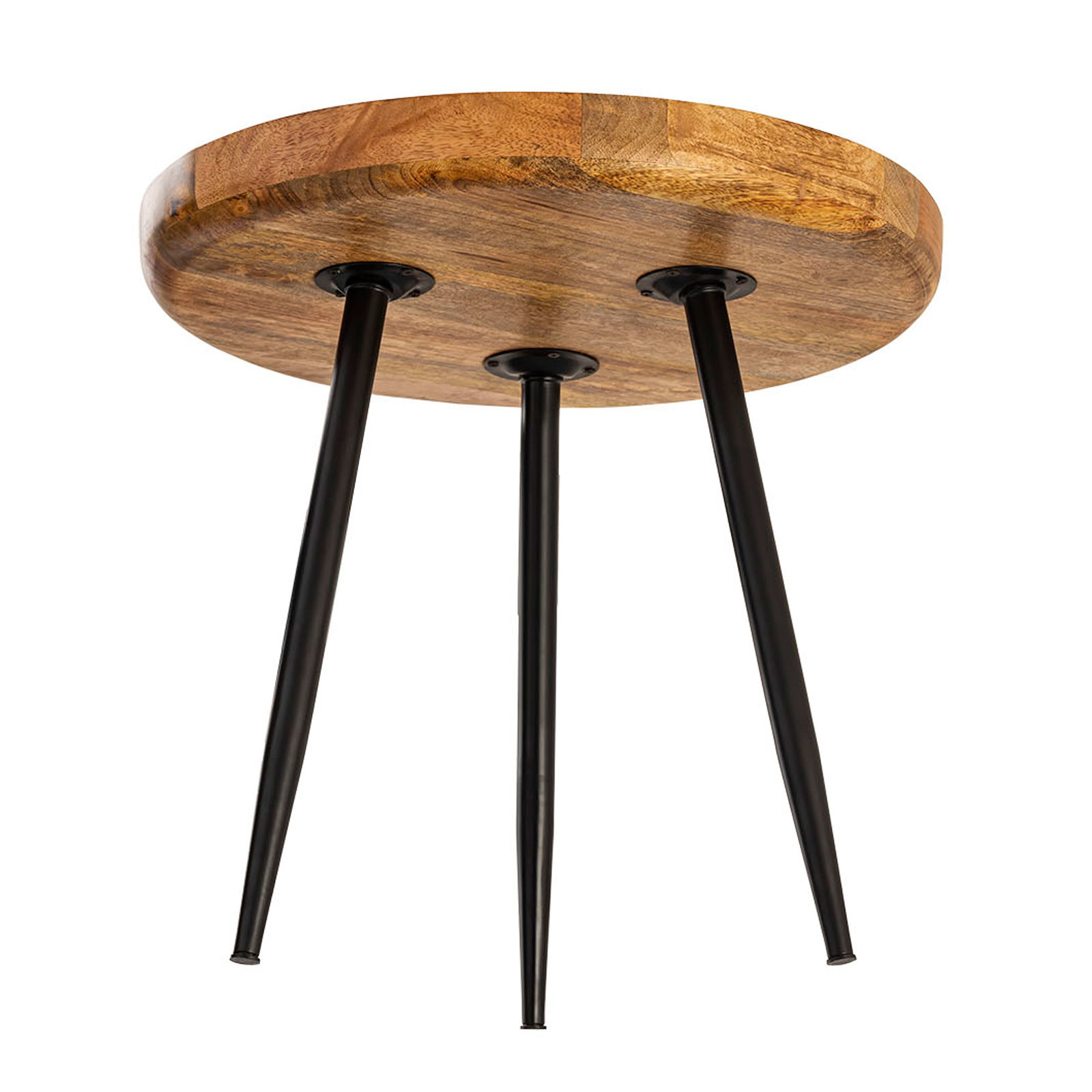 Parya Home - Beistelltisch Holz rund dia 40cm Couchtisch Couchtisch Vancouver Metallbeine mattschwarz