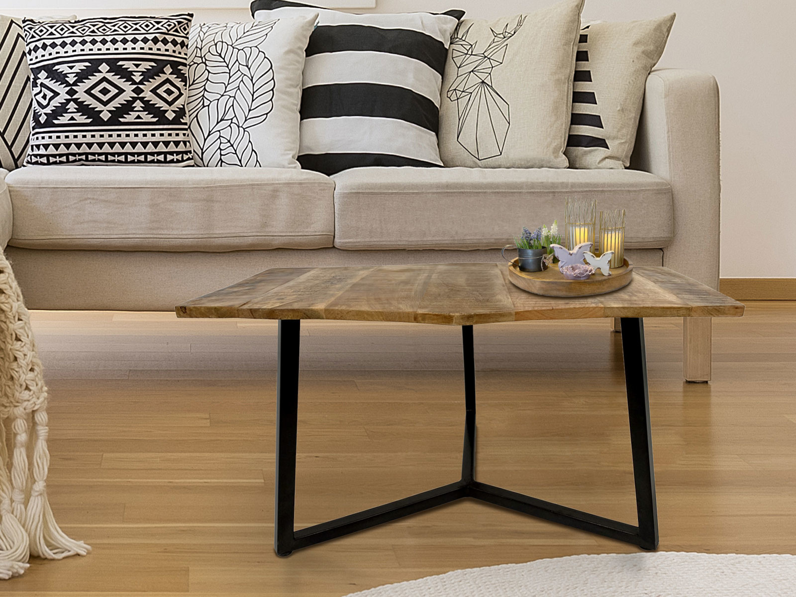 Parya Home - Bijzettafel - 56 x 47 cm - salontafel - Zwart