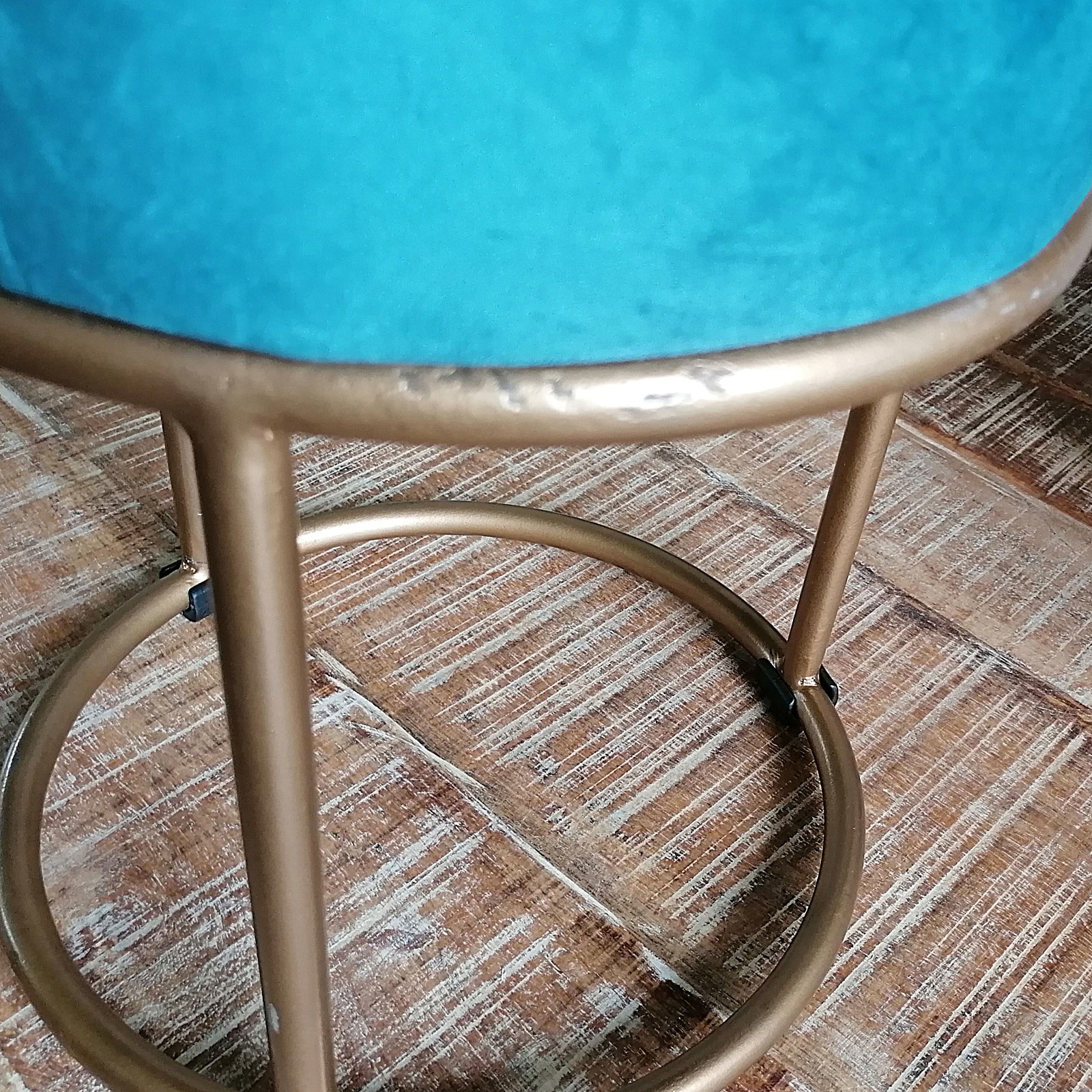 Parya Home -Velours kruk Ø 32 H 42 cm fluwelen kruk met ijzeren frame goudkleurige zitkruk Velvet Poef Sitzp