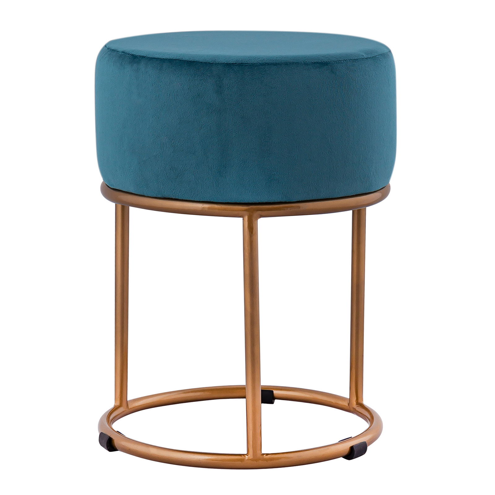 Parya Home -Velours kruk Ø 32 H 42 cm fluwelen kruk met ijzeren frame goudkleurige zitkruk Velvet Poef Sitzp