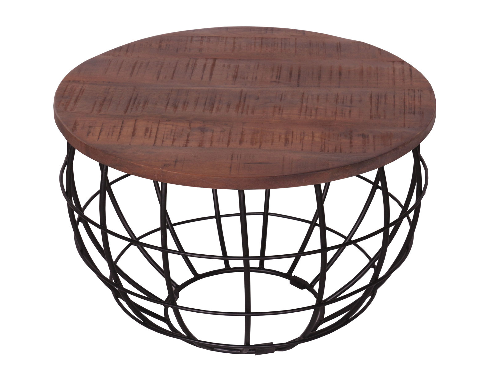 Parya Home -Salontafel ø 55 cm woonkamertafel rond bijzettafel duurzaam London metalen draadframe grid