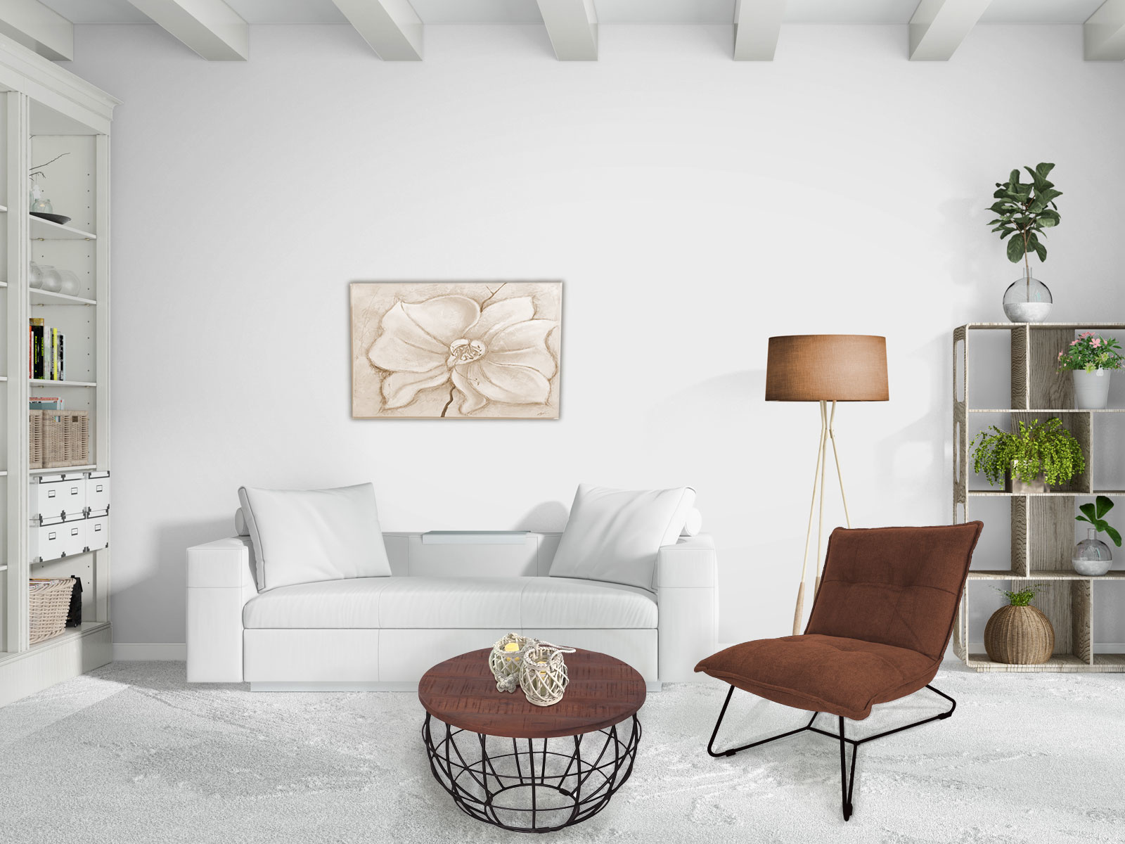 Parya Home -Salontafel ø 55 cm woonkamertafel rond bijzettafel duurzaam London metalen draadframe grid