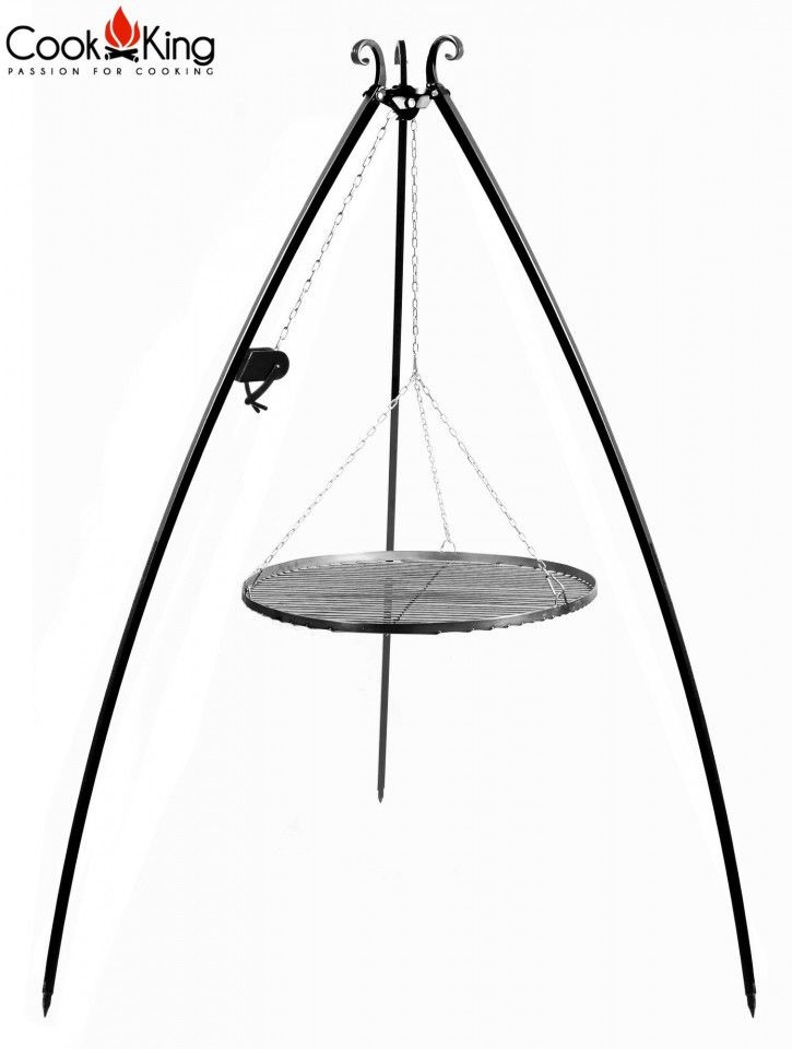 Dreibein - 200 cm - Inkl. Umlenkrolle mit Stahl, Grillrost