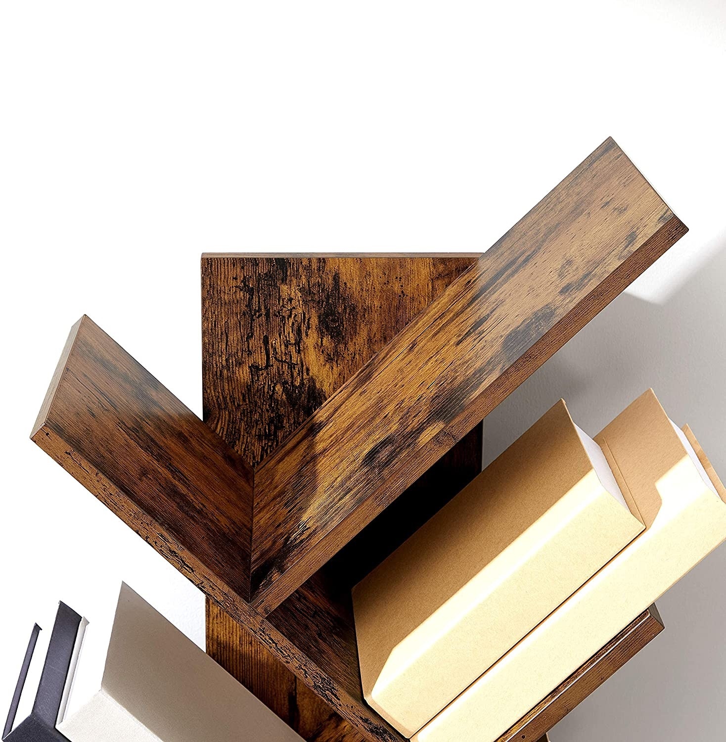 Parya Home - Bücherregal aus Holz - 8 Etagen - Vintage - Stehendes Regal - Braun