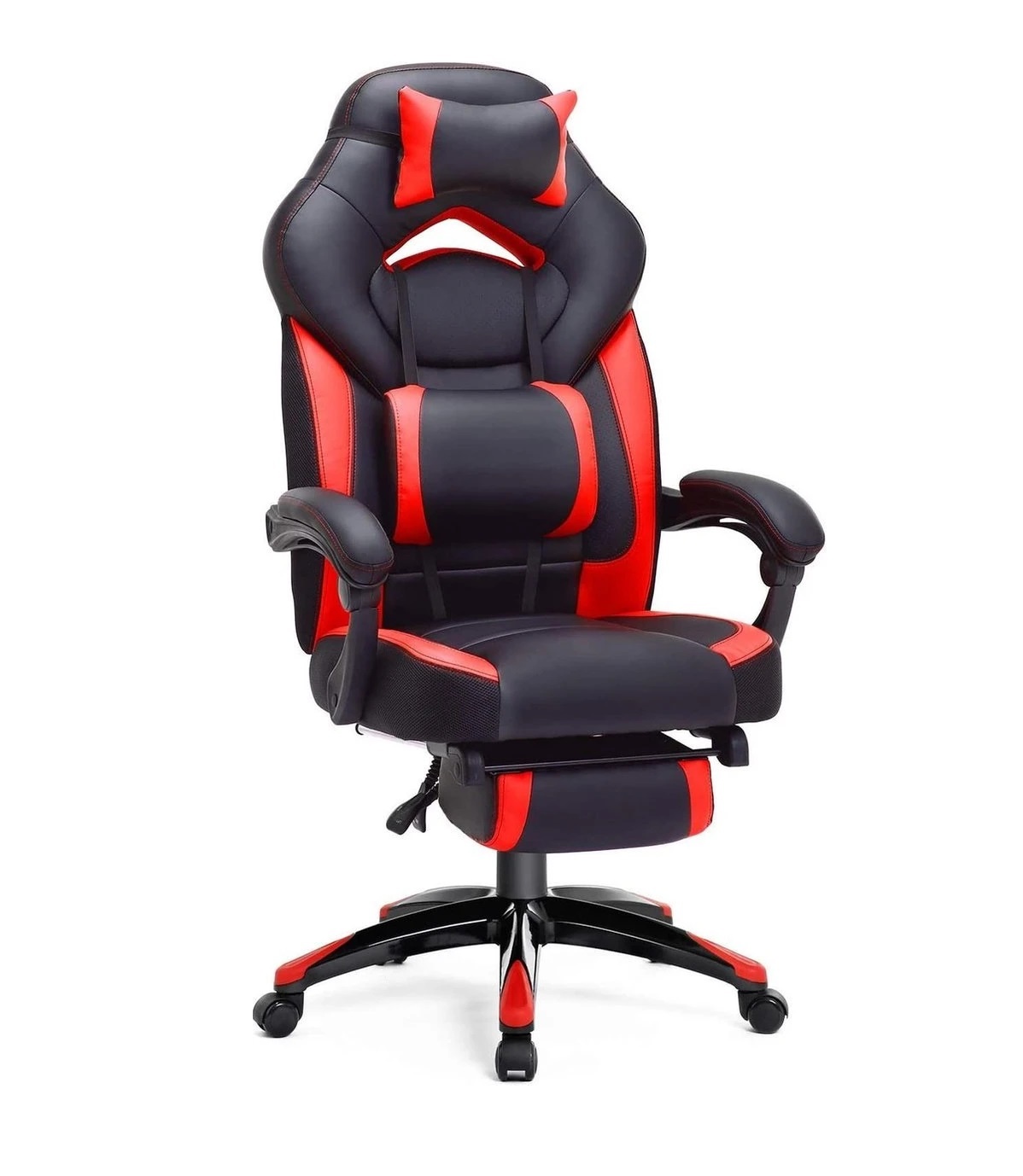 Parya Home - Gaming chair - Bureaustoel - Voetensteun, Hoofdsteun en Lendenjussen - Rood