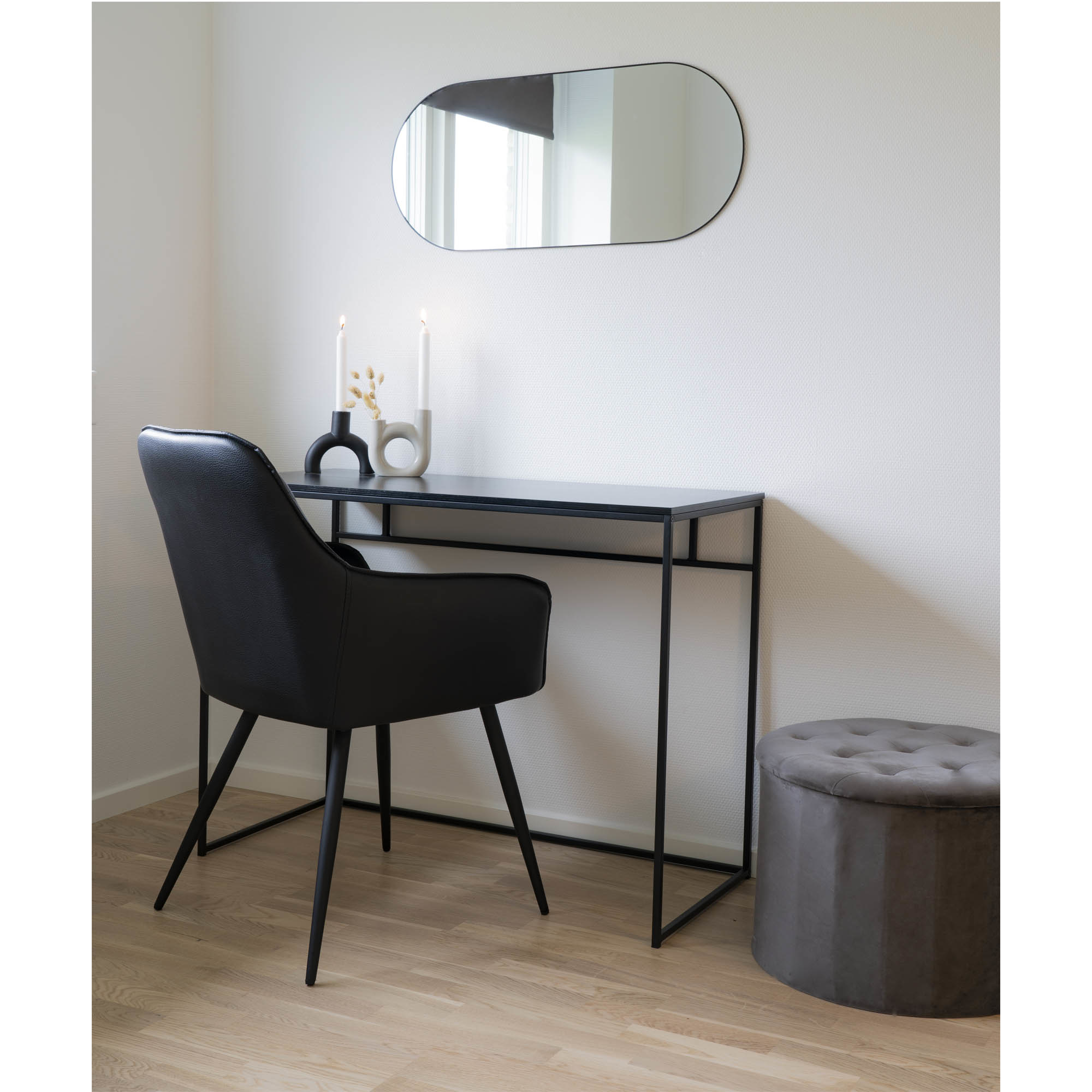 Jersey Mirror Oval - Ovaler Spiegel mit schwarzem Rahmen 35x80 cm