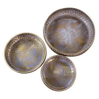 Schaal Set van 3 - ø33,50x7,50 - Brass/Antique goud - Aluminium
