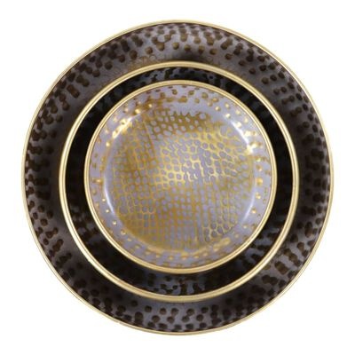 Schaal Set van 3 - ø33,50x7,50 - Brass/Antique goud - Aluminium