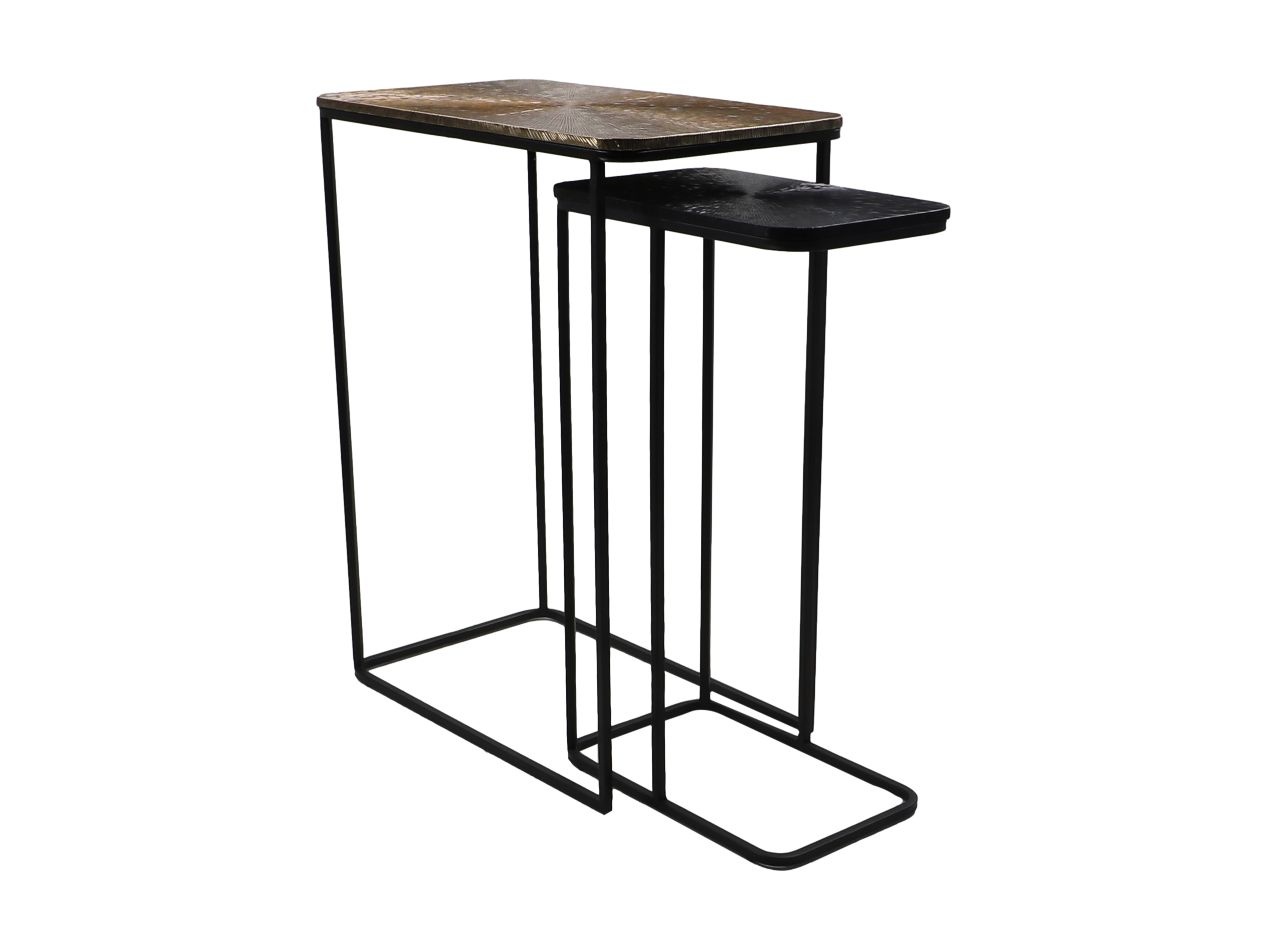 Console Table Set Fletcher - 60x35x77/40x25x70 - Gold/Black - Aluminium/Iron
