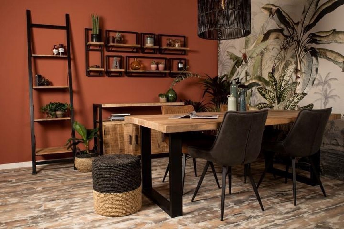 Wandplank Levels - 25x70 cm - Mangohout/IJzer