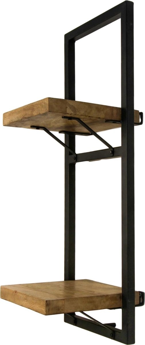 Wandplank Levels - 25x70 cm - Mangohout/IJzer