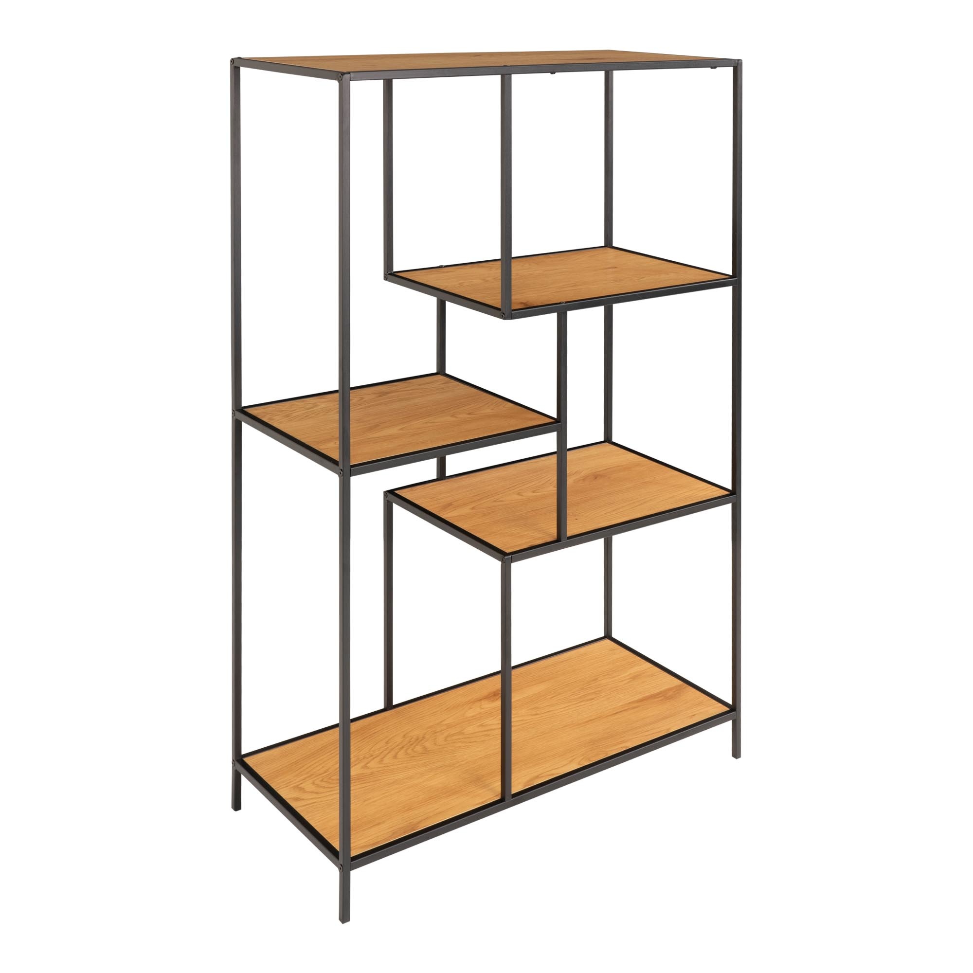 Vita Legplank - met zwart frame -eikenlook planken 36x80x120 cm