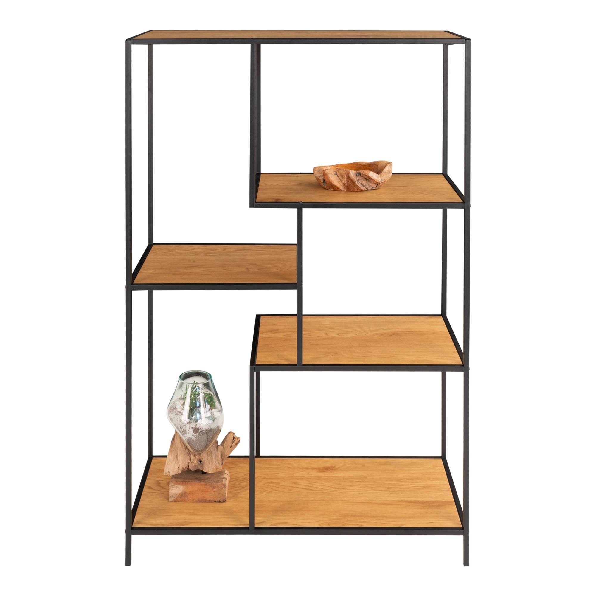 Vita Legplank - met zwart frame -eikenlook planken 36x80x120 cm