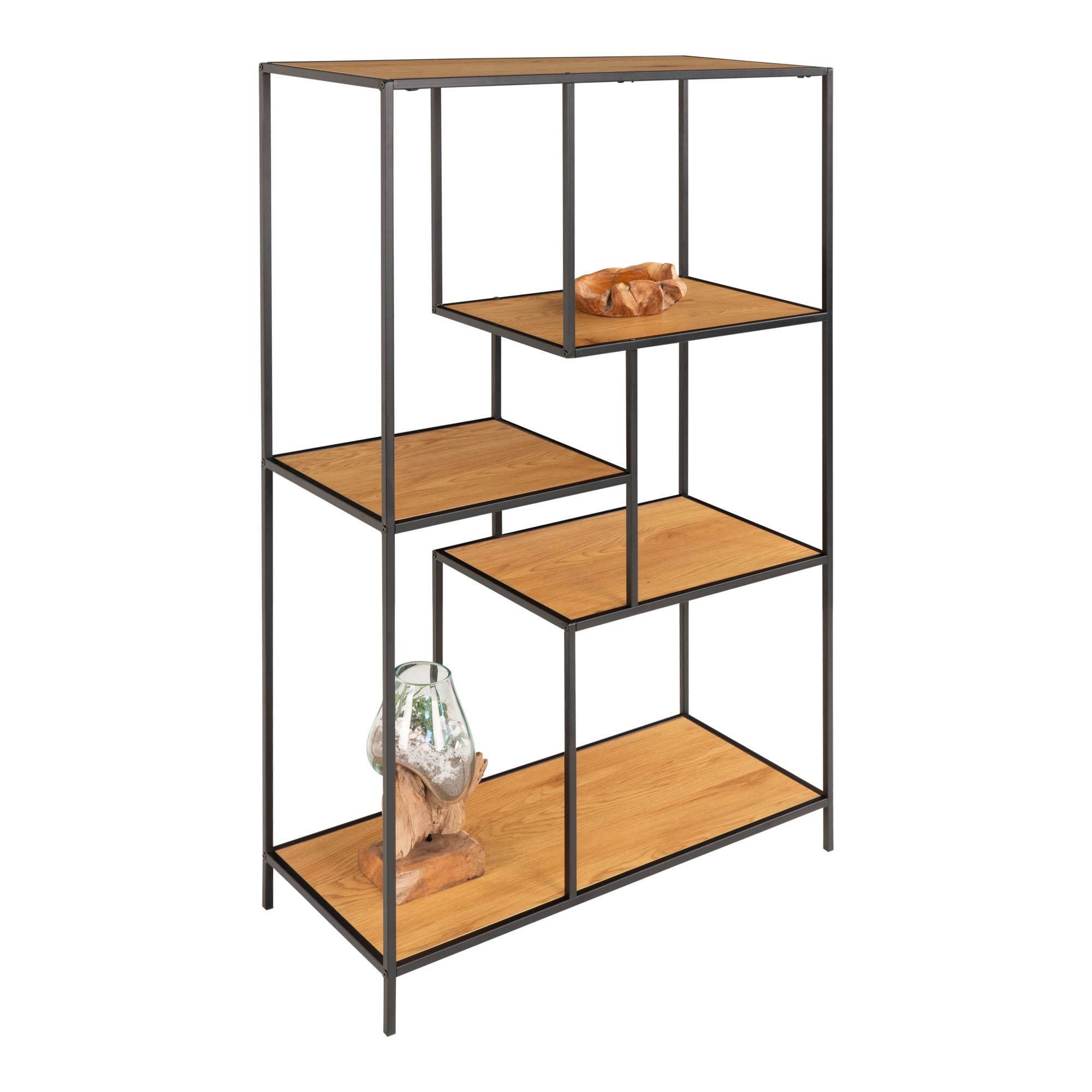 Vita Legplank - met zwart frame -eikenlook planken 36x80x120 cm