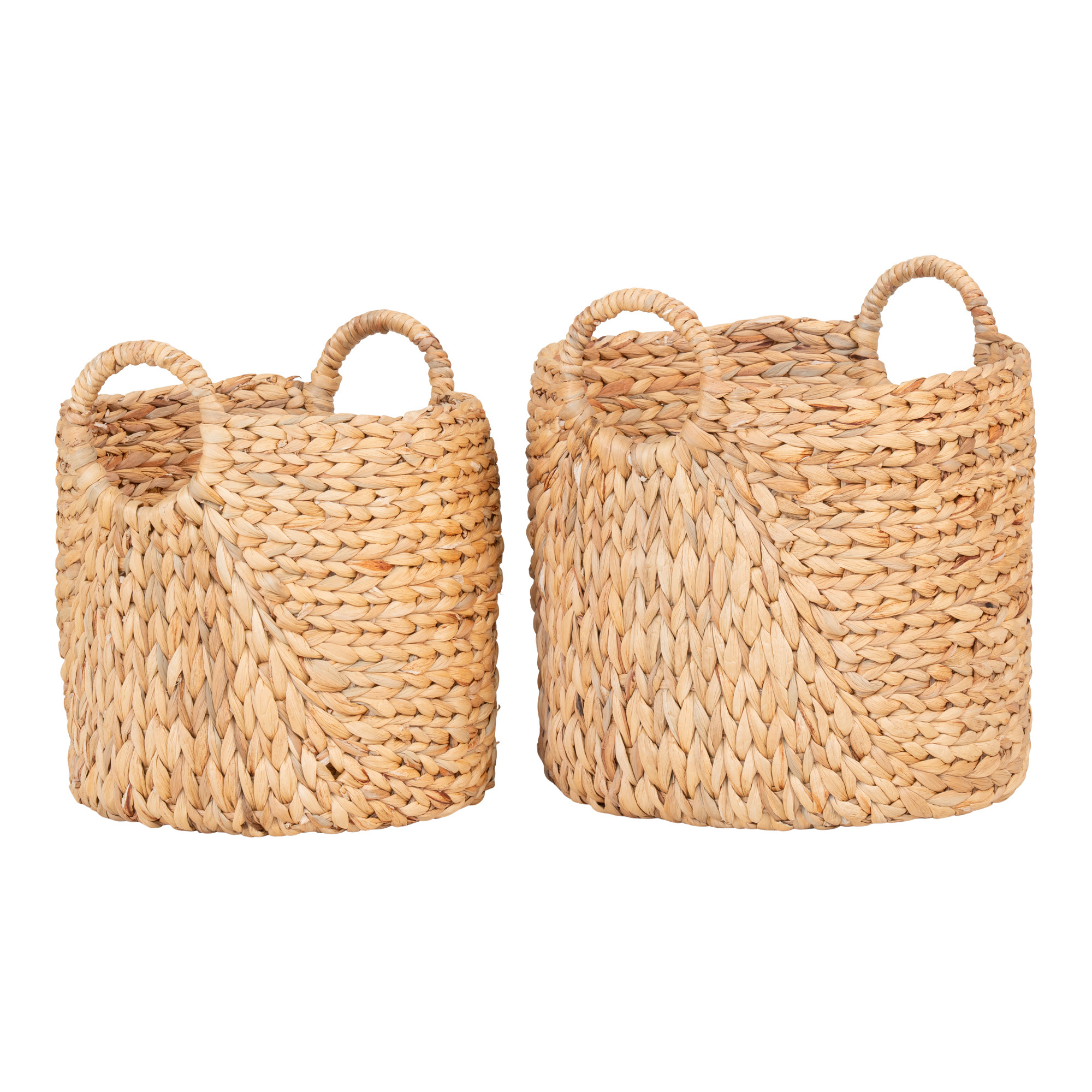 House Nordic – Passo Körbe rund 2er Set – 30/35 x 34/37 x 30/35 cm – Natur – Wasserhyazinthe