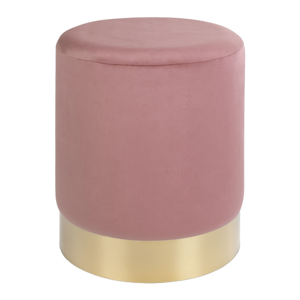 Gamby Pouf - mit kupferfarbenem Stahlfuß - Samt - Rosa