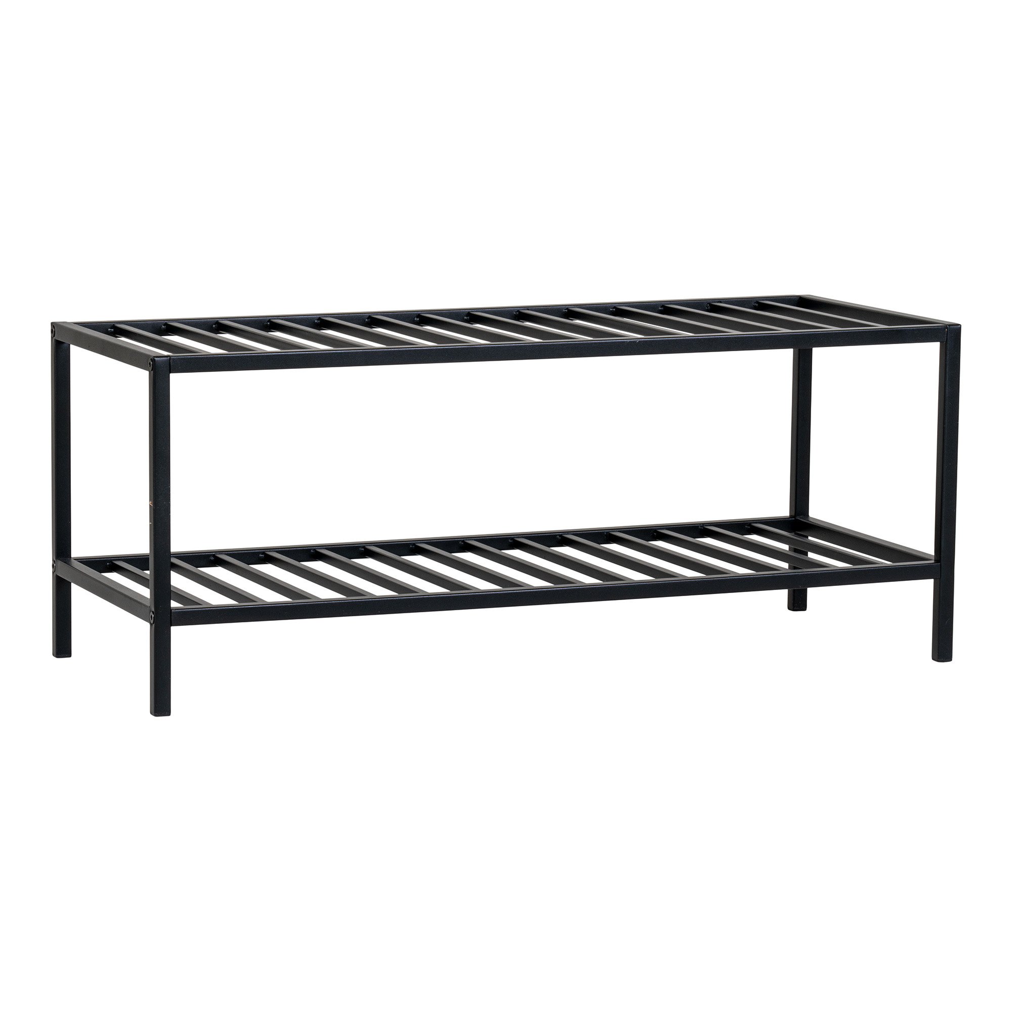 House Nordic - Vita Schoenenrek / Schoenenrek met 2 planken - 34x32x79 CM - Zwart - Staal