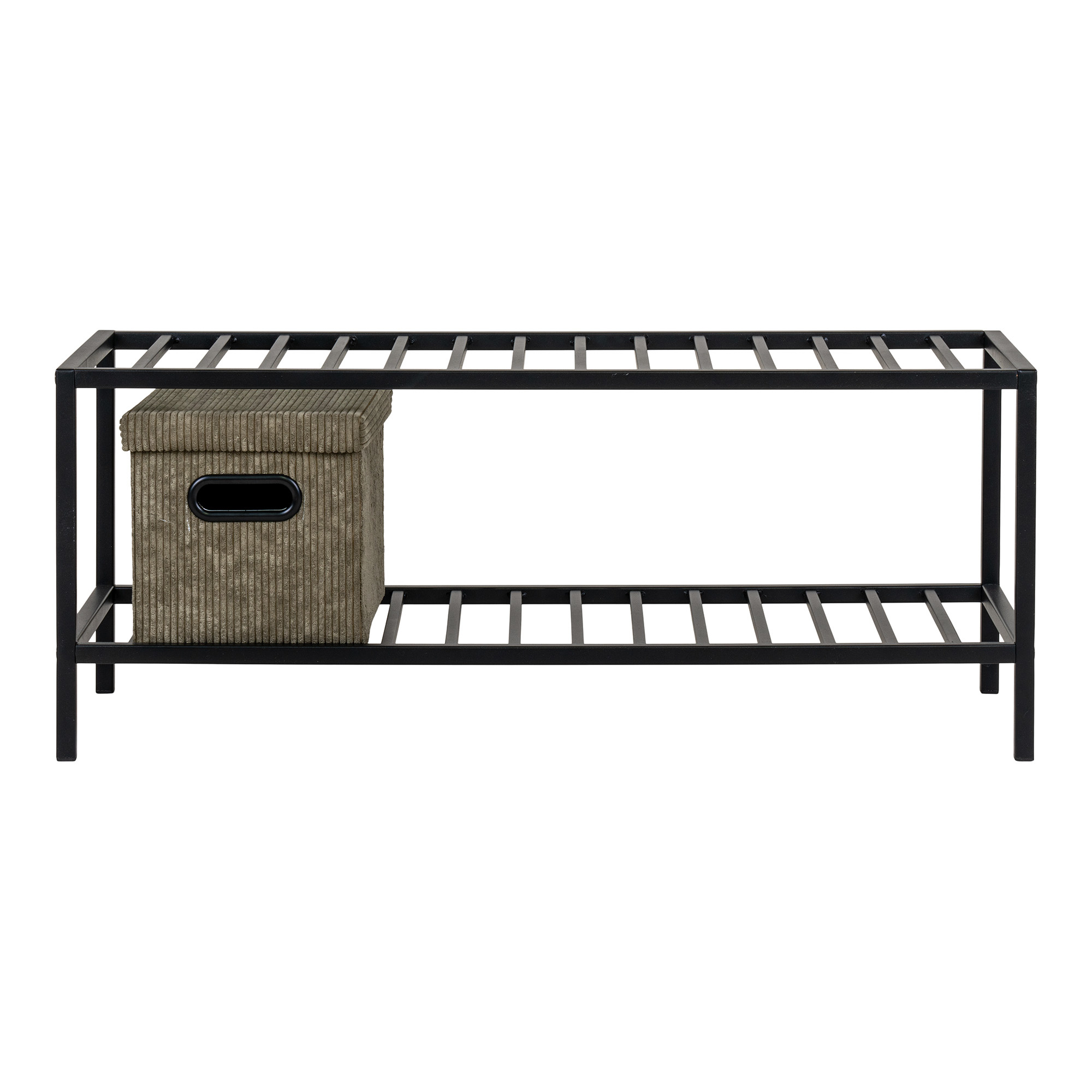 House Nordic - Vita Schoenenrek / Schoenenrek met 2 planken - 34x32x79 CM - Zwart - Staal