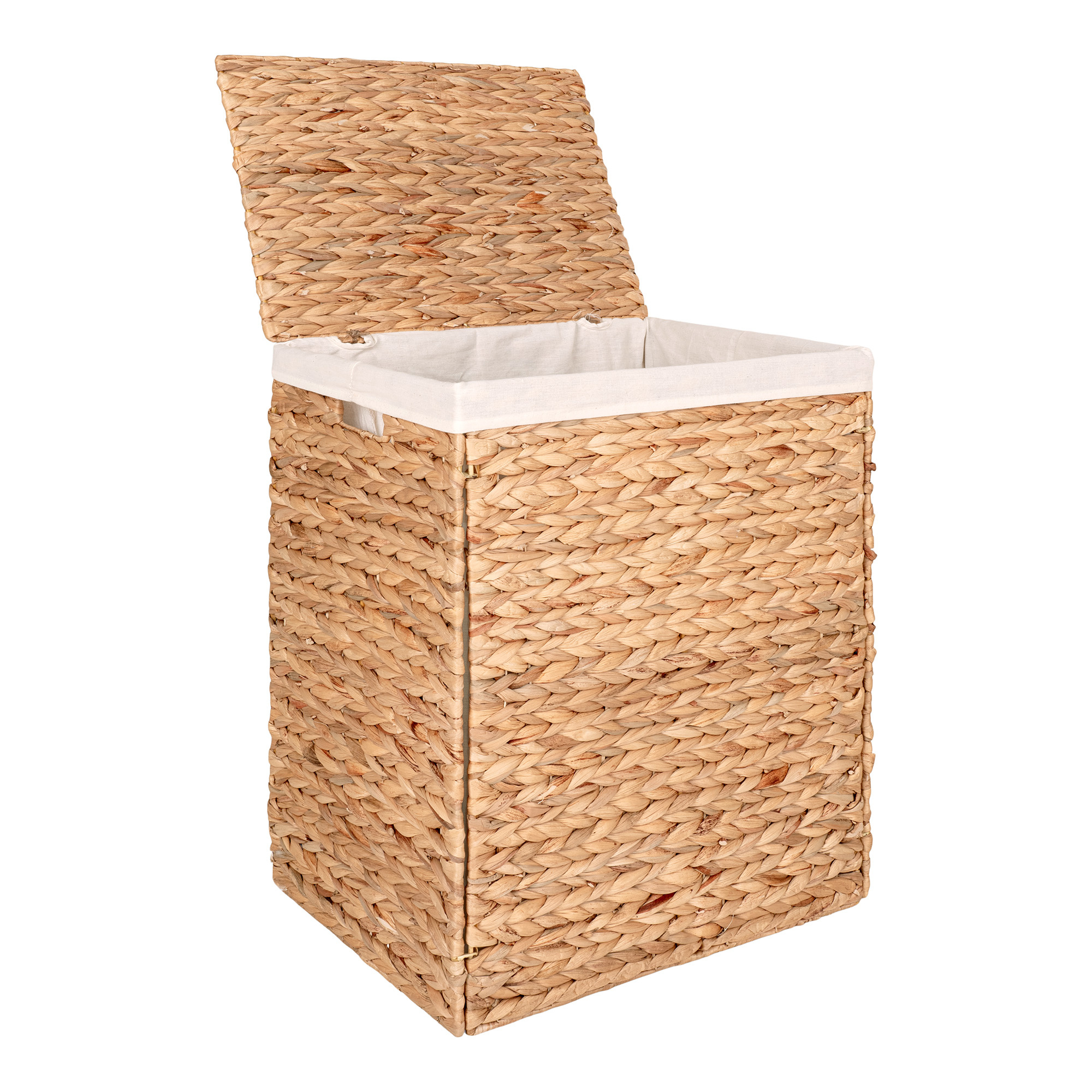 House Nordic – Passo Wäschekorb mit Deckel aus Wasserhyazinthe – 43 x 32 x 55 cm – Natur – Baumwolle/Polyester