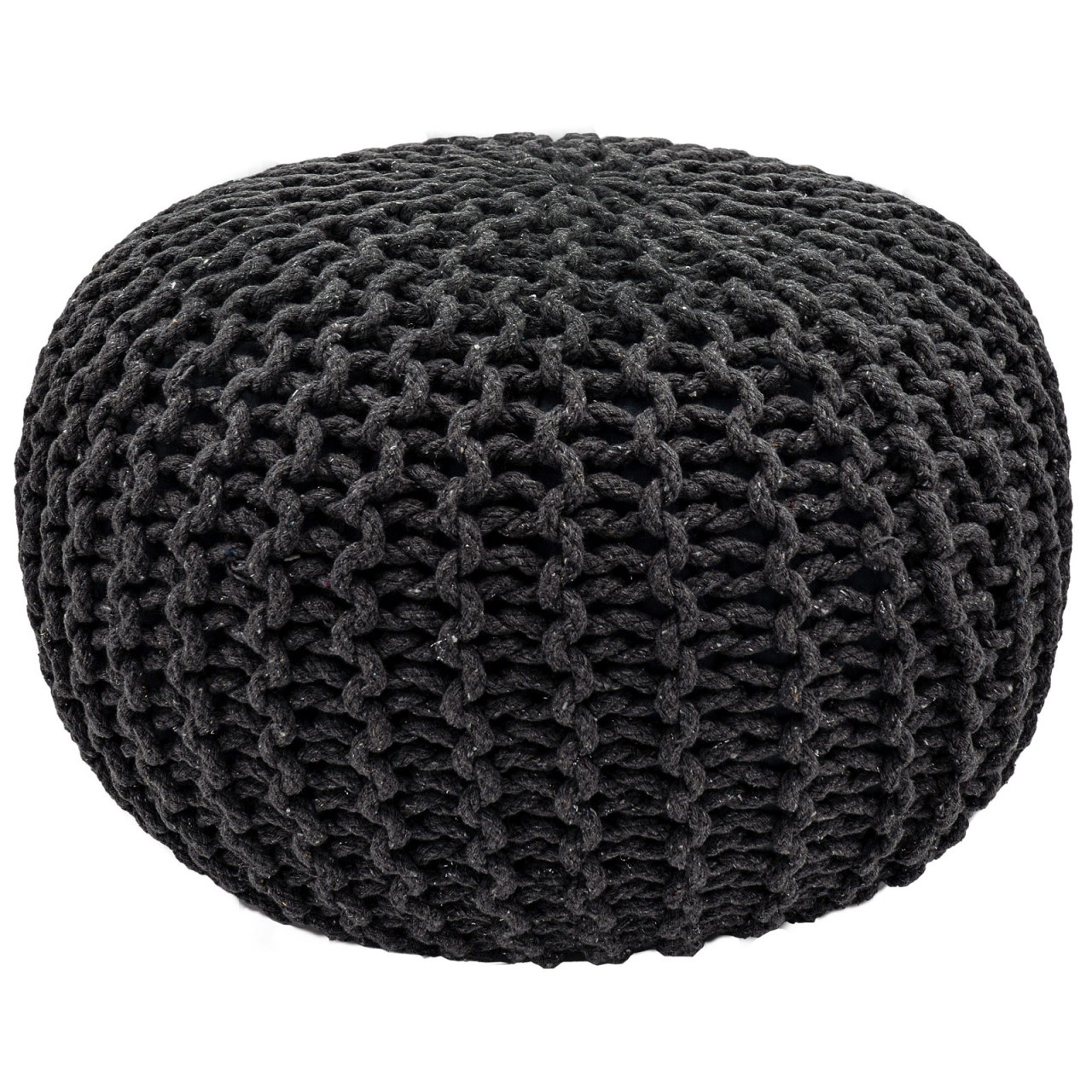 Fußhocker - Hocker - Ø 55 cm x 37cm - Steingrau - Grobstrickoptik - Langlebig