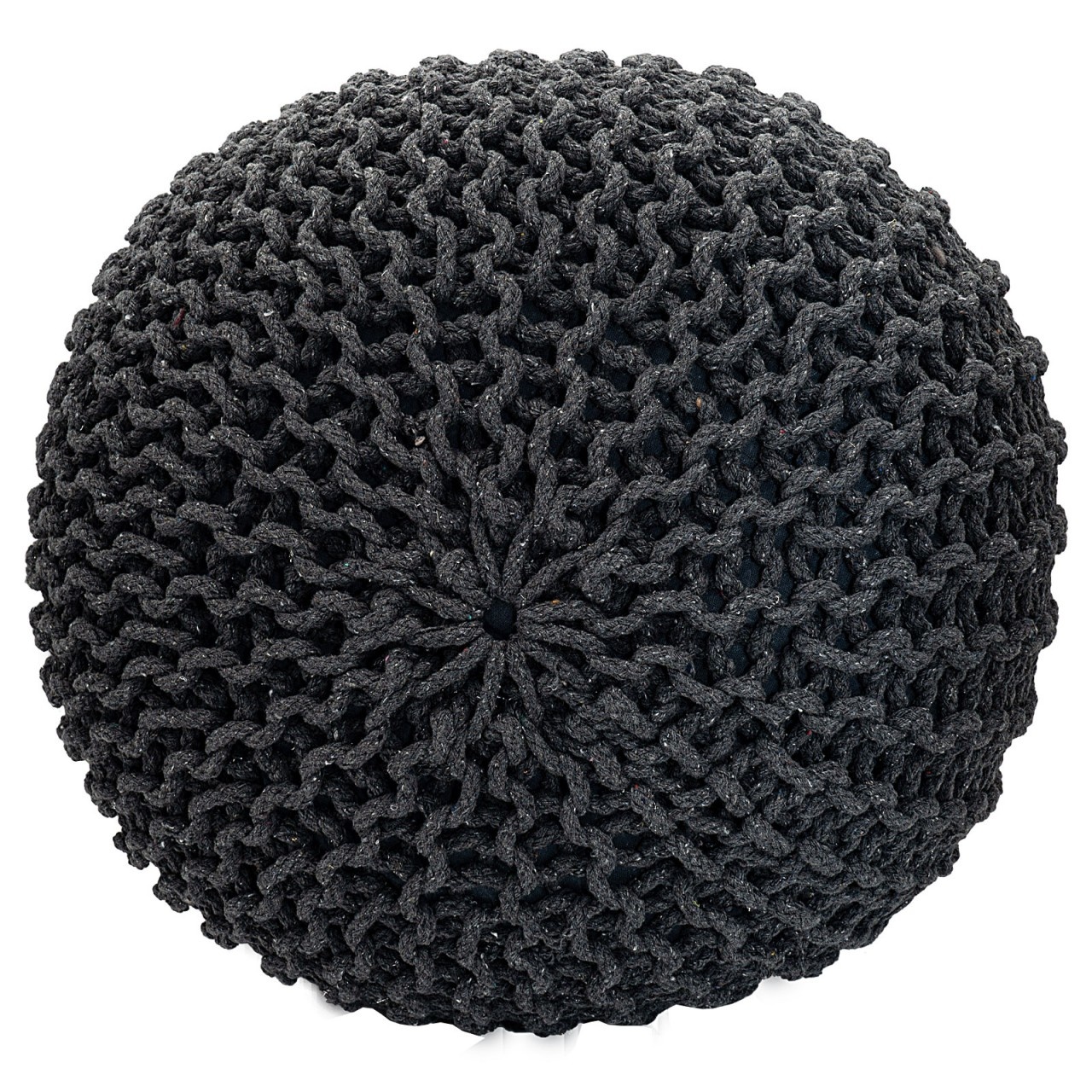 Fußhocker - Hocker - Ø 55 cm x 37cm - Steingrau - Grobstrickoptik - Langlebig
