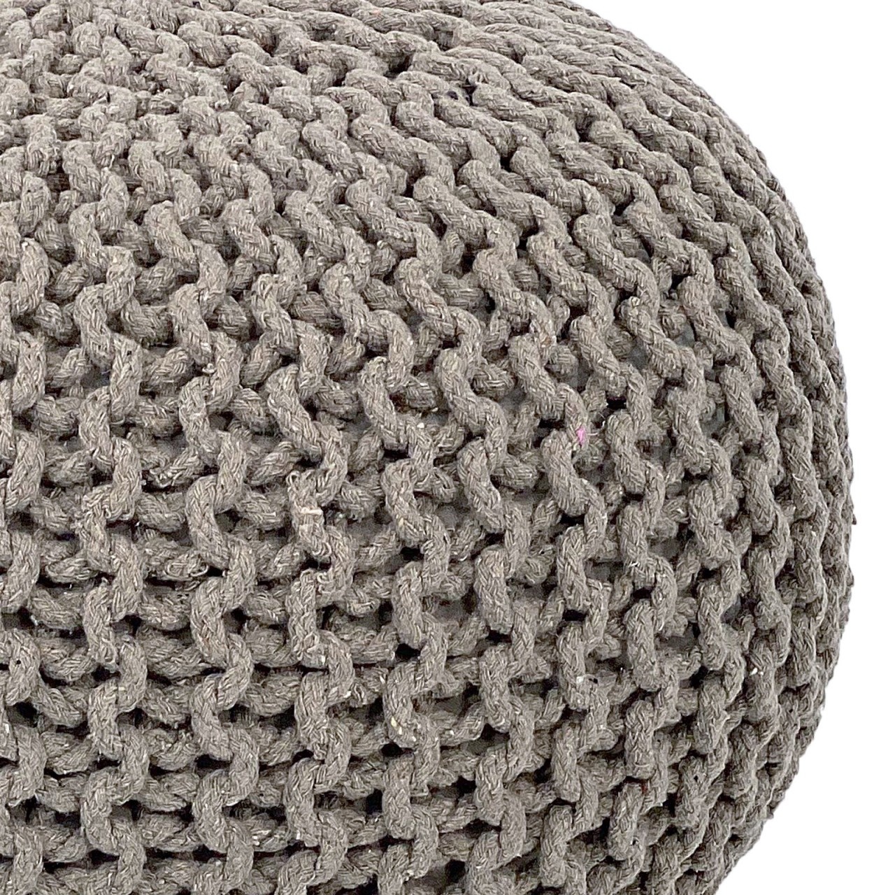Poef - kruk - Ø 55 cm x 37cm - grijs - Grof gebreide look - Duurzaam