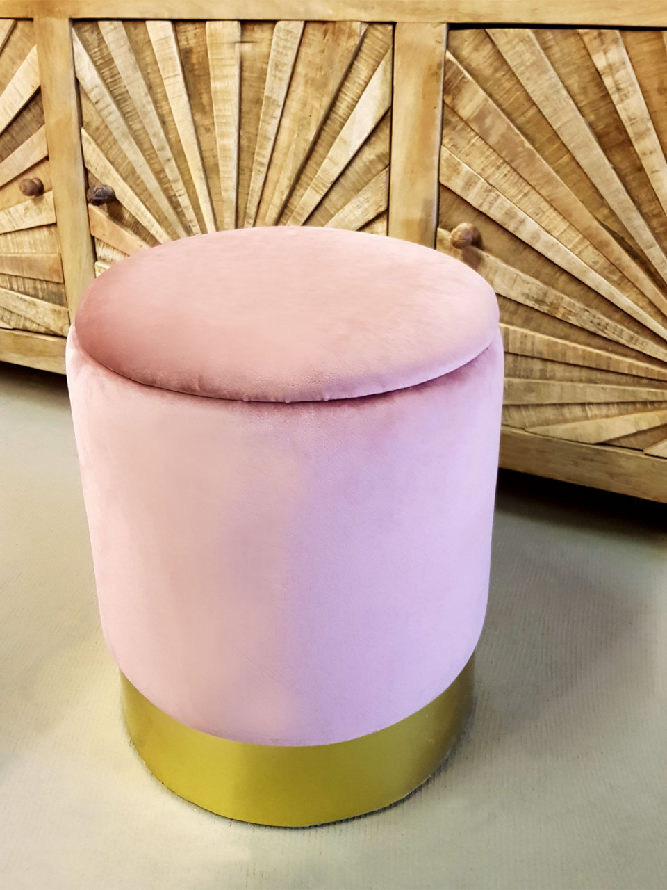 Hocker - Hocker aus Samt - Mit Ablagefläche - Lila - Ø 31 x H 38 cm - Dekorativer Hocker